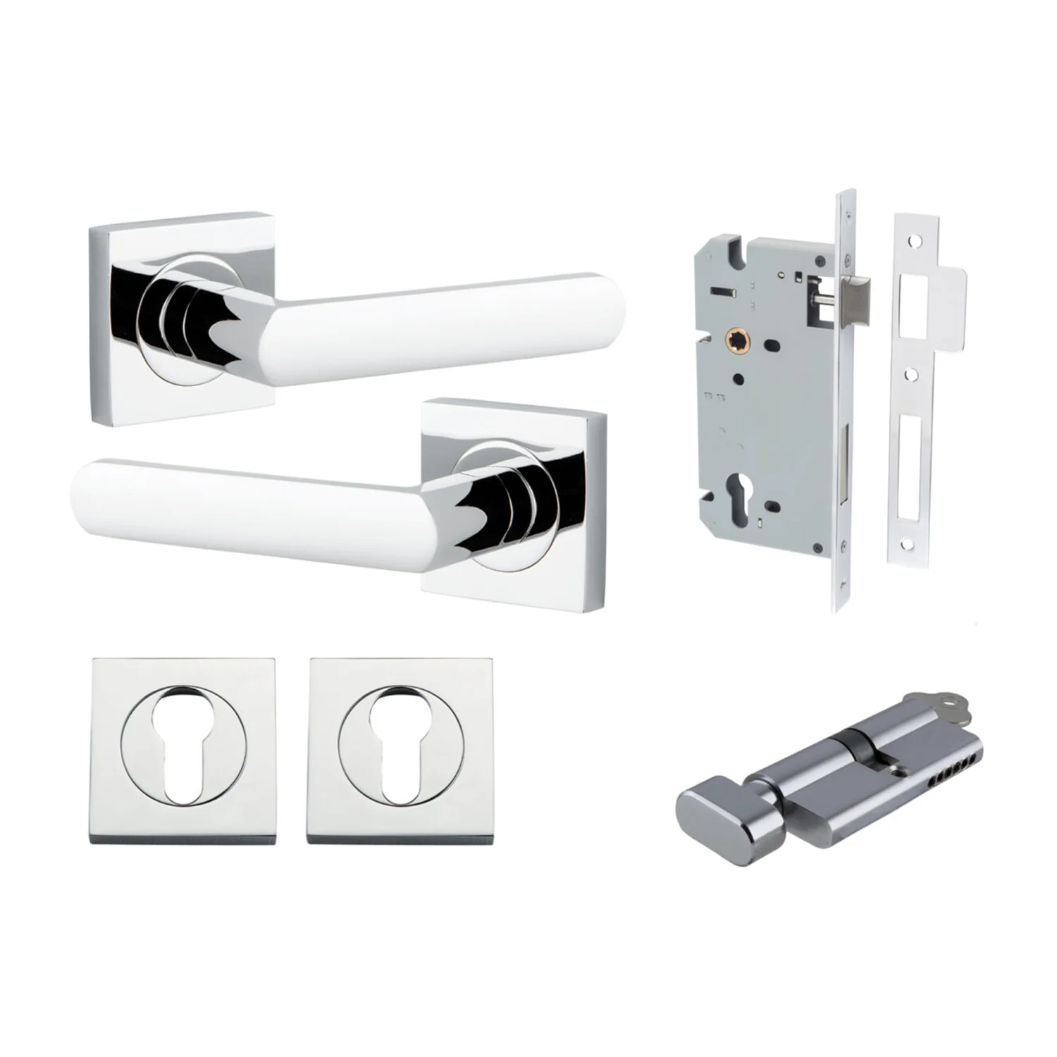 Iver Osaka Door Lever on Square Rose Entrance Kit Key/Thumb - Available in Various Finishes - Image 10