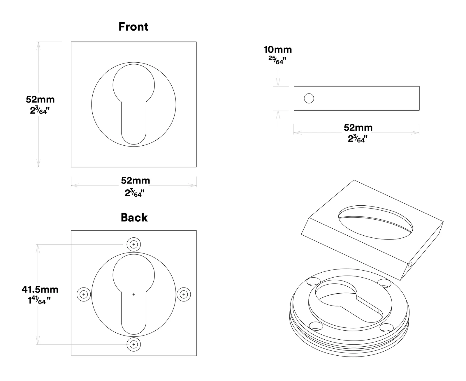 Iver Osaka Door Lever on Square Rose Entrance Kit Key/Thumb - Available in Various Finishes - Image 5