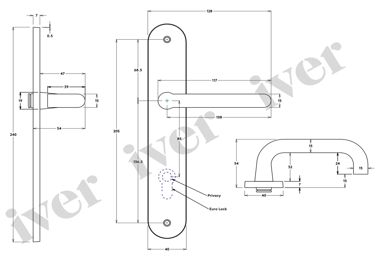 Iver Oslo Door Lever Handle on Oval Backplate Signature Brass - Image 2