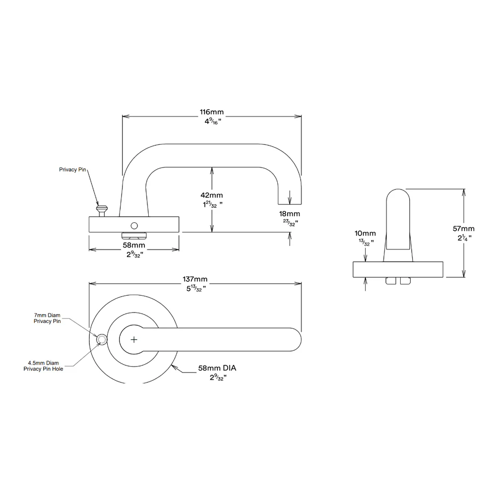 Iver Oslo Door Lever on Round Rose Inbuilt Privacy Kit - Available in Various Finishes - Image 3