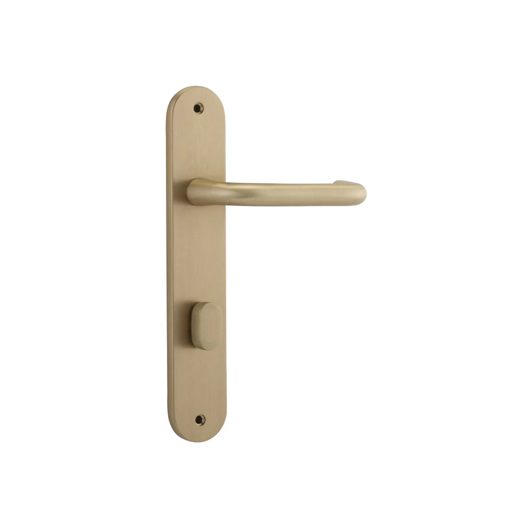 Iver Oslo Lever Door Handle on Oval Backplate Brushed Brass - Image 4
