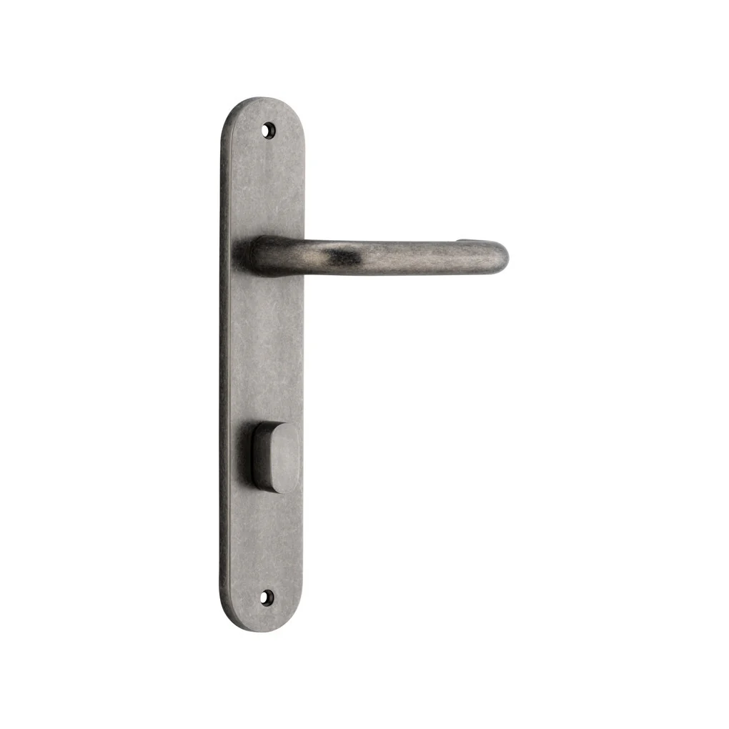 Iver Oslo Lever Door Handle on Oval Backplate Distressed Nickel - Image 4