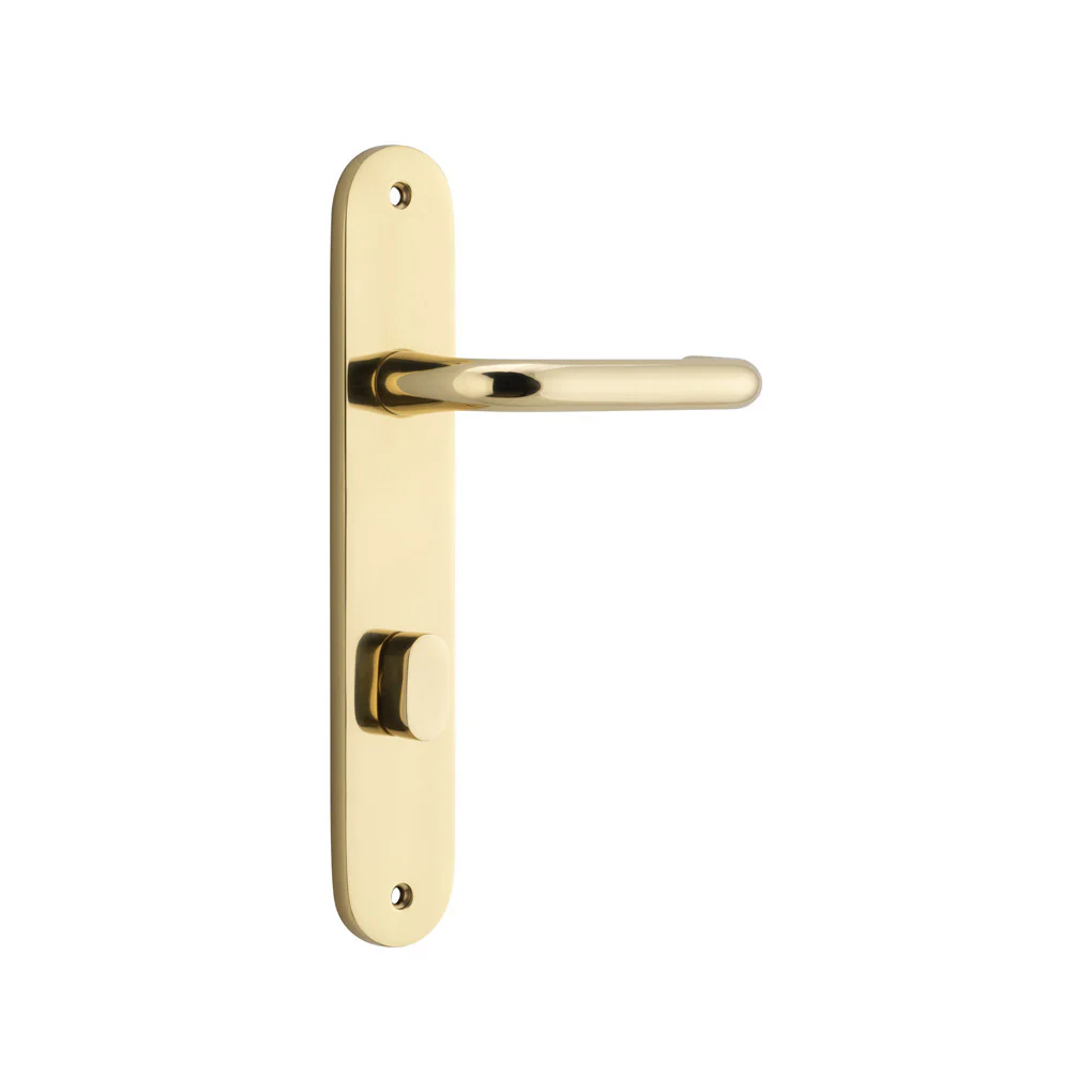 Iver Oslo Lever Door Handle on Oval Backplate Polished Brass - Image 4