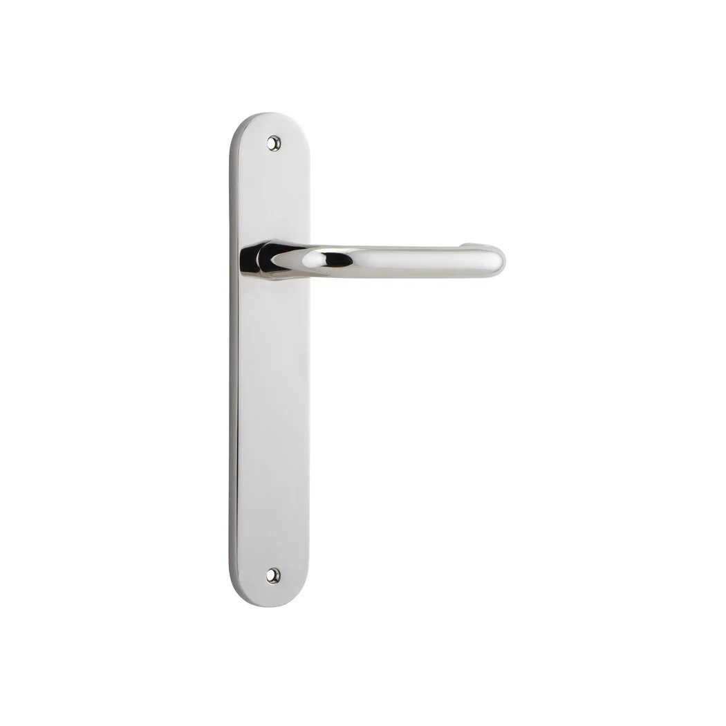 Iver Oslo Lever Door Handle on Oval Backplate Polished Nickel - Image 2