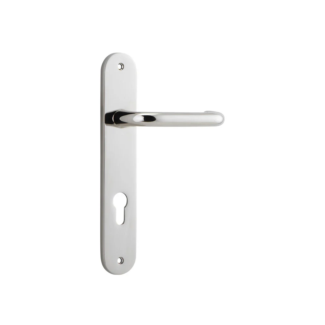 Iver Oslo Lever Door Handle on Oval Backplate Polished Nickel - Image 3