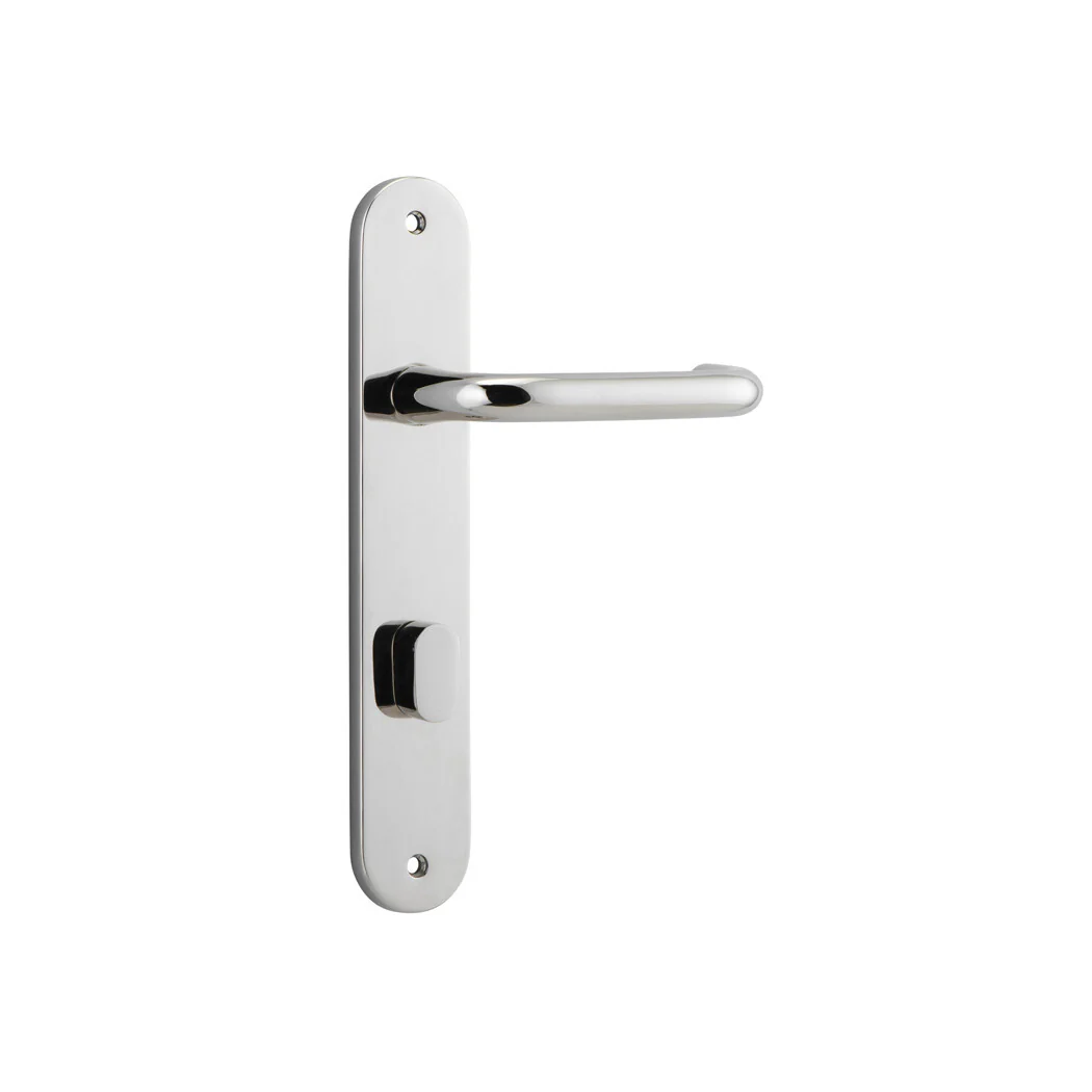 Iver Oslo Lever Door Handle on Oval Backplate Polished Nickel - Image 4