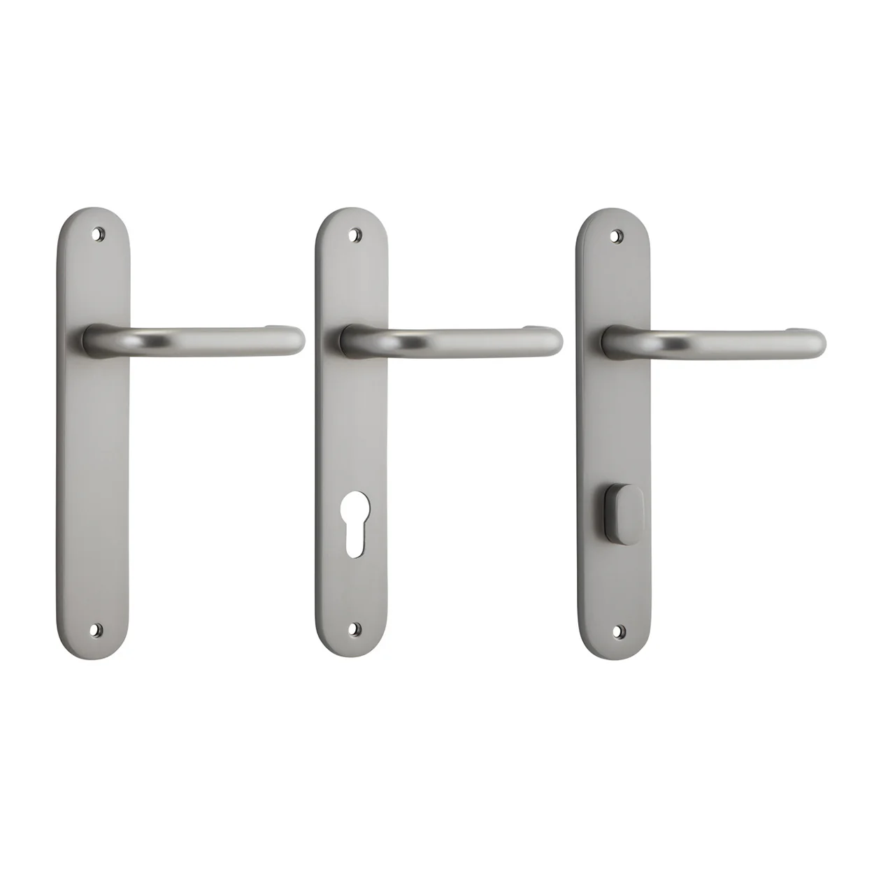 Iver Oslo Lever Door Handle on Oval Backplate Satin Nickel