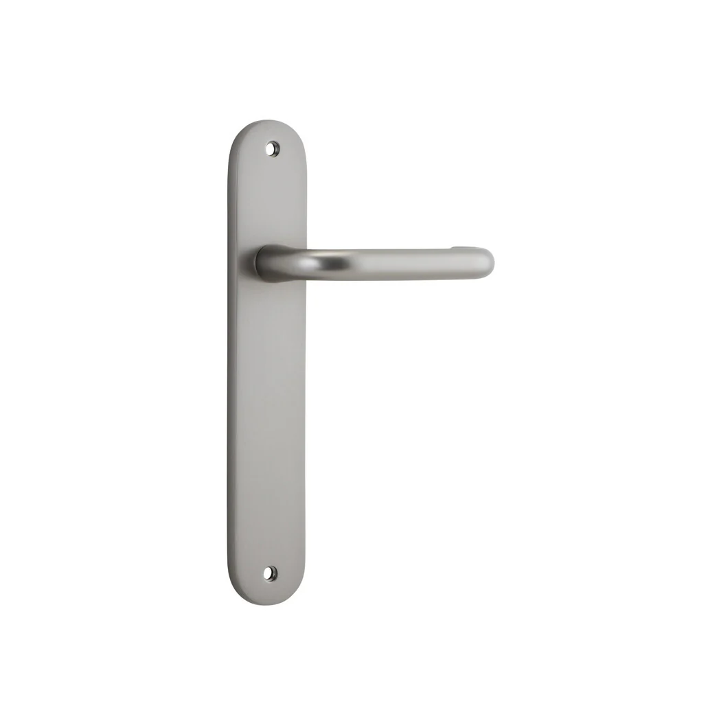 Iver Oslo Lever Door Handle on Oval Backplate Satin Nickel - Image 2