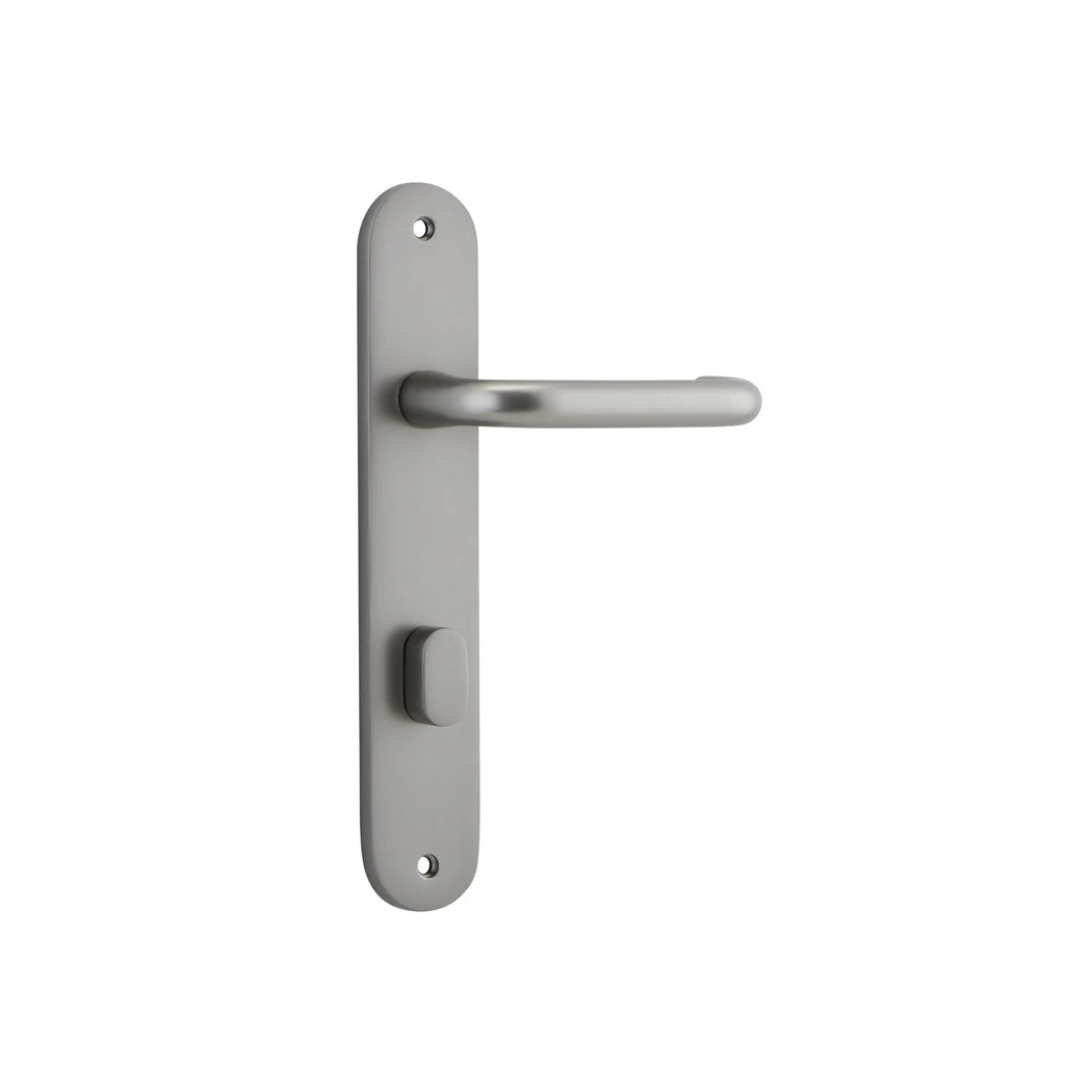 Iver Oslo Lever Door Handle on Oval Backplate Satin Nickel - Image 4