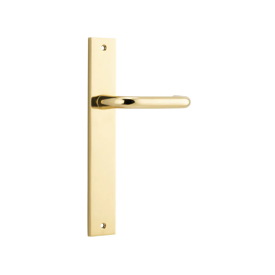 Iver Oslo Lever Door Handle on Rectangular Backplate Polished Brass - Image 2