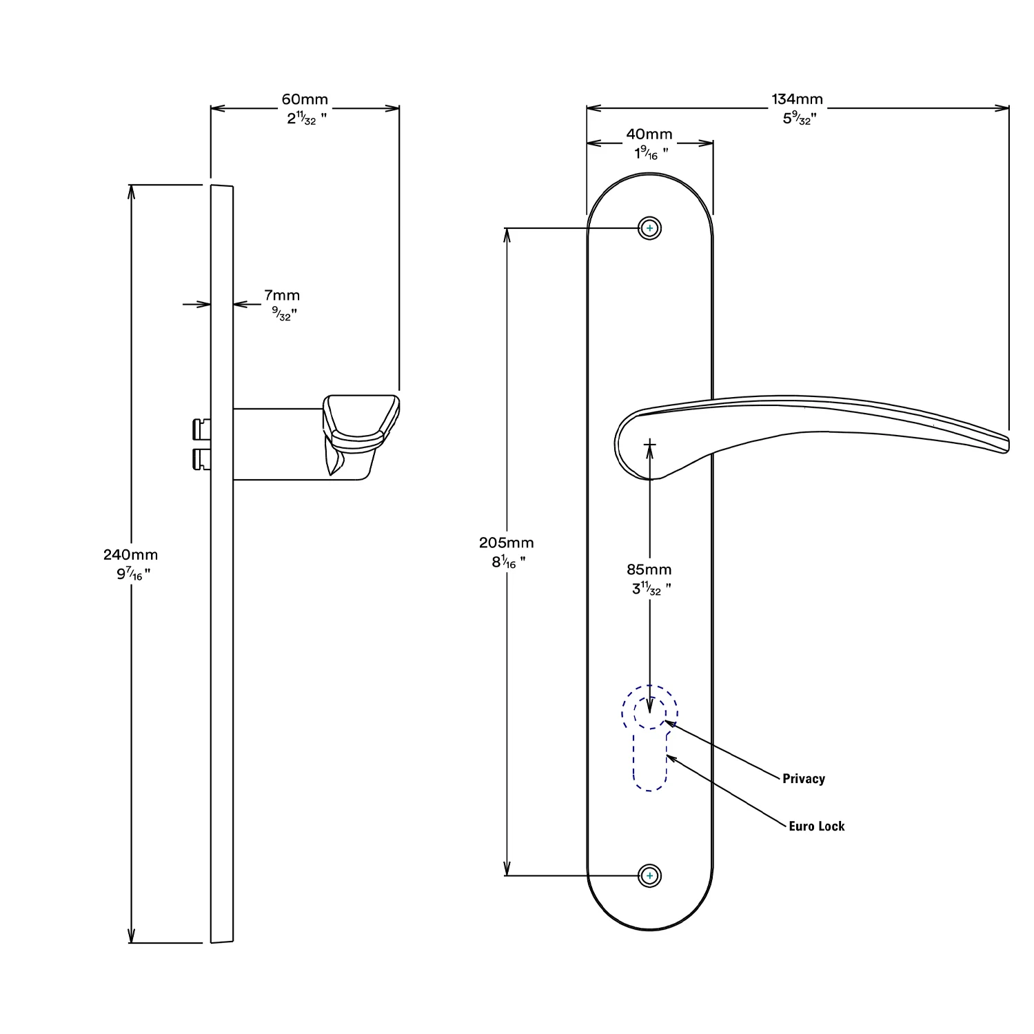 Iver Oxford Door Lever Handle on Oval Backplate Entrance Kit Key/Thumb - Image 3
