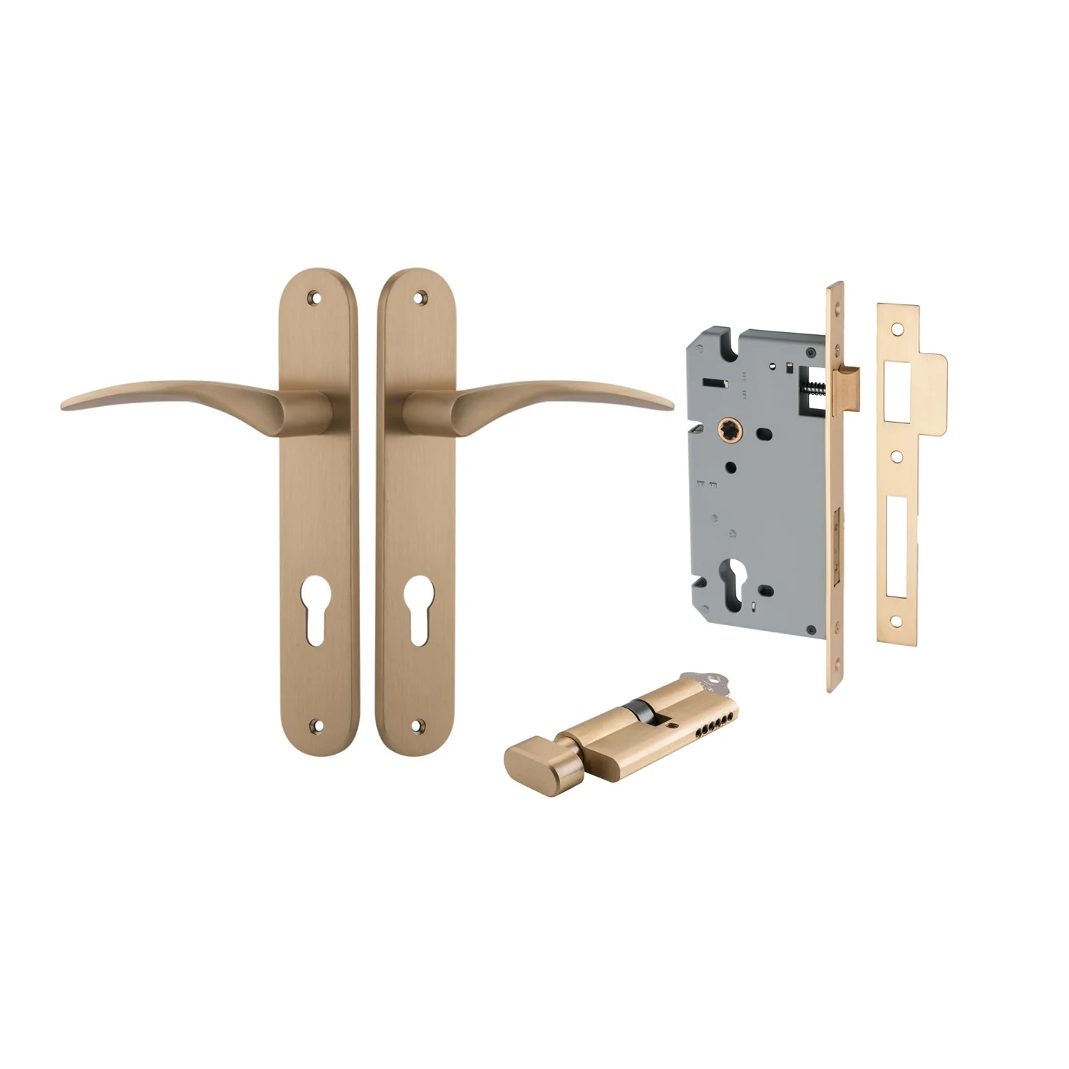 Iver Oxford Door Lever Handle on Oval Backplate Entrance Kit Key/Thumb - Image 6