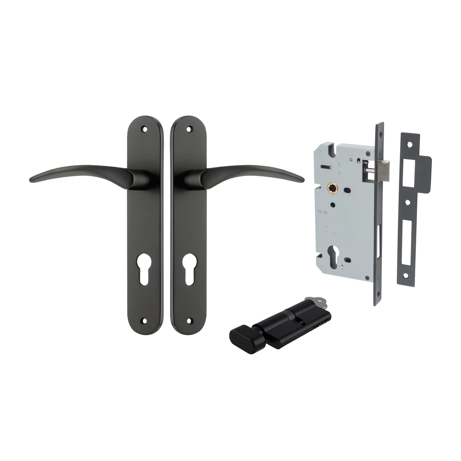 Iver Oxford Door Lever Handle on Oval Backplate Entrance Kit Key/Thumb - Image 7