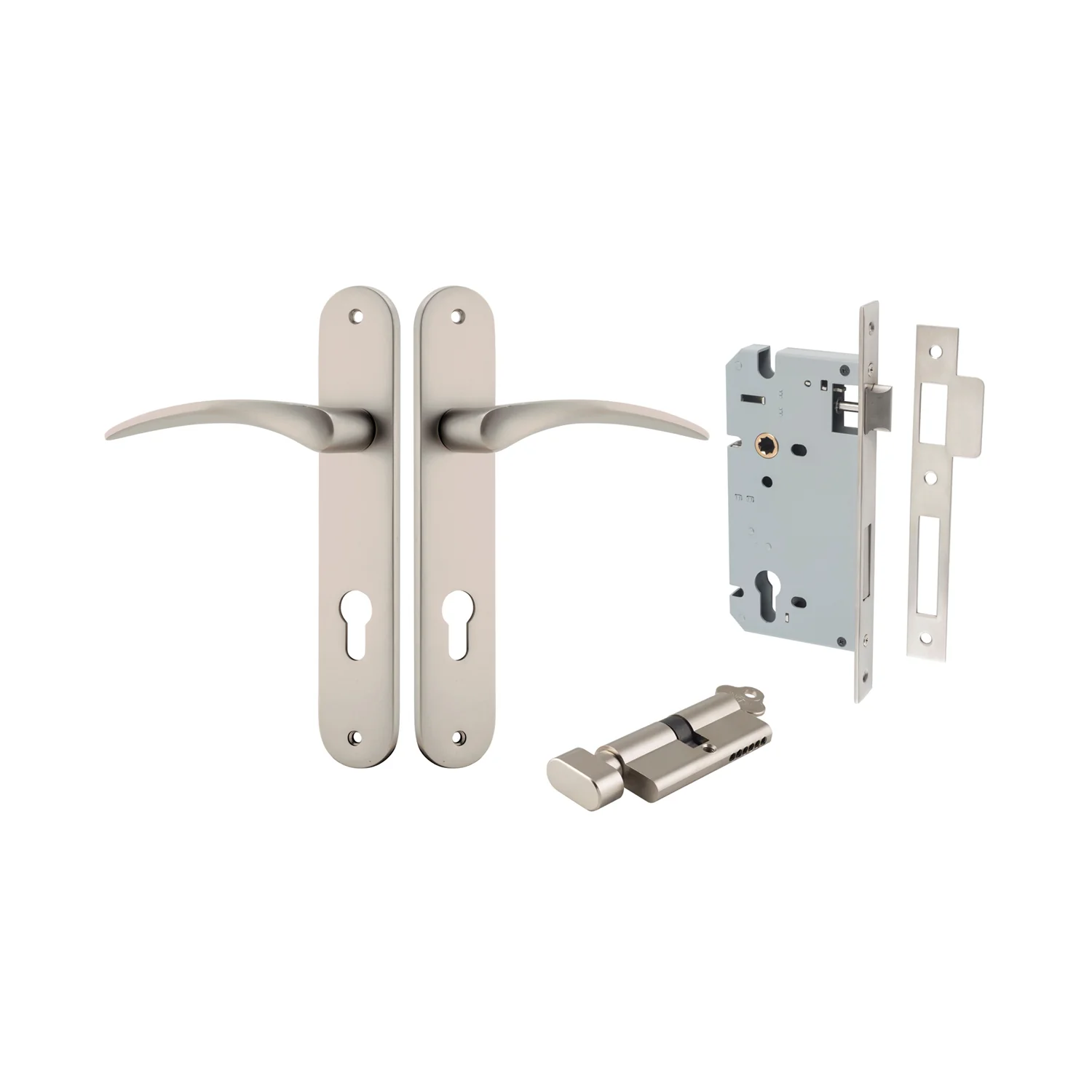 Iver Oxford Door Lever Handle on Oval Backplate Entrance Kit Key/Thumb - Image 8