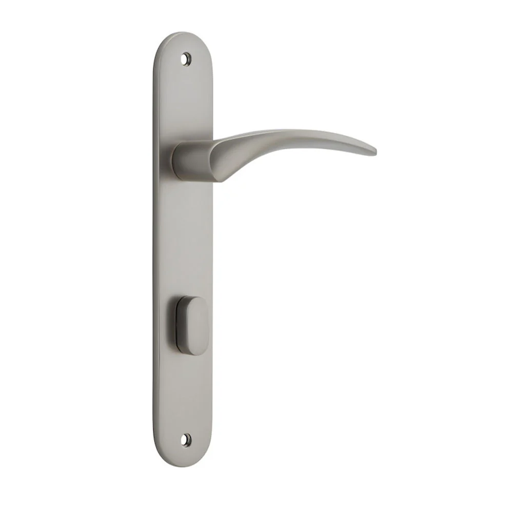 Iver Oxford Door Lever Handle on Oval Backplate Satin Nickel - Image 6