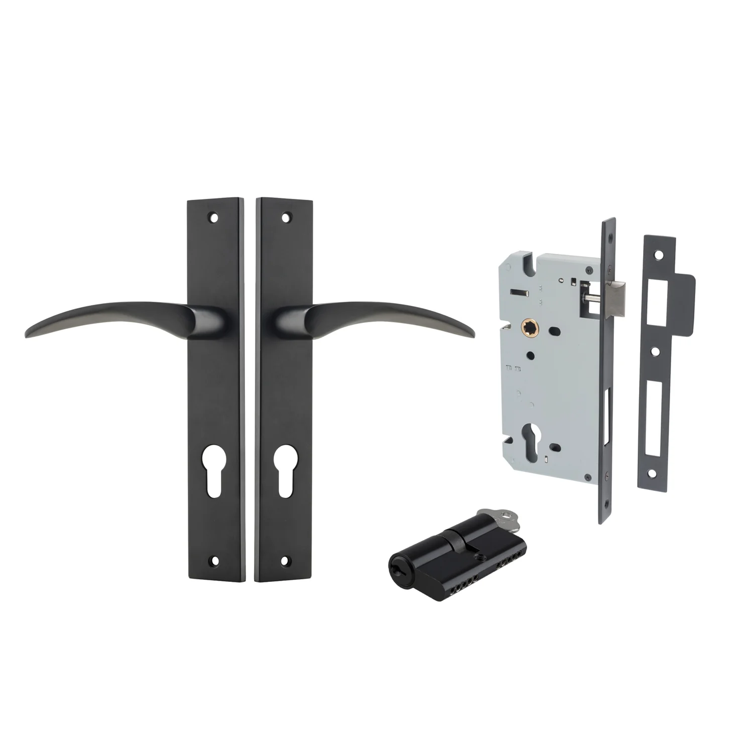 Iver Oxford Door Lever Handle on Rectangular Backplate Entrance Kit Key/Key - Image 7