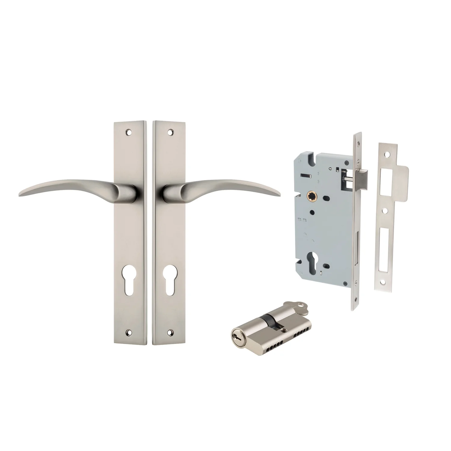 Iver Oxford Door Lever Handle on Rectangular Backplate Entrance Kit Key/Key - Image 8