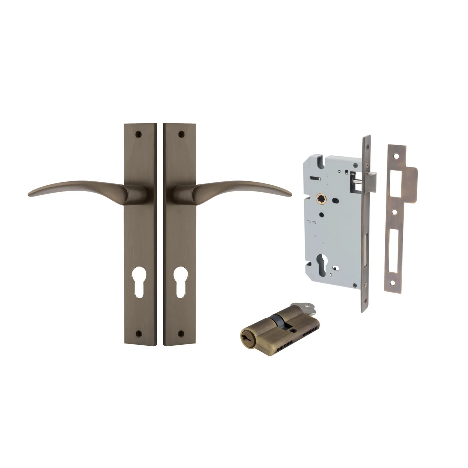 Iver Oxford Door Lever Handle on Rectangular Backplate Entrance Kit Key/Key - Image 9