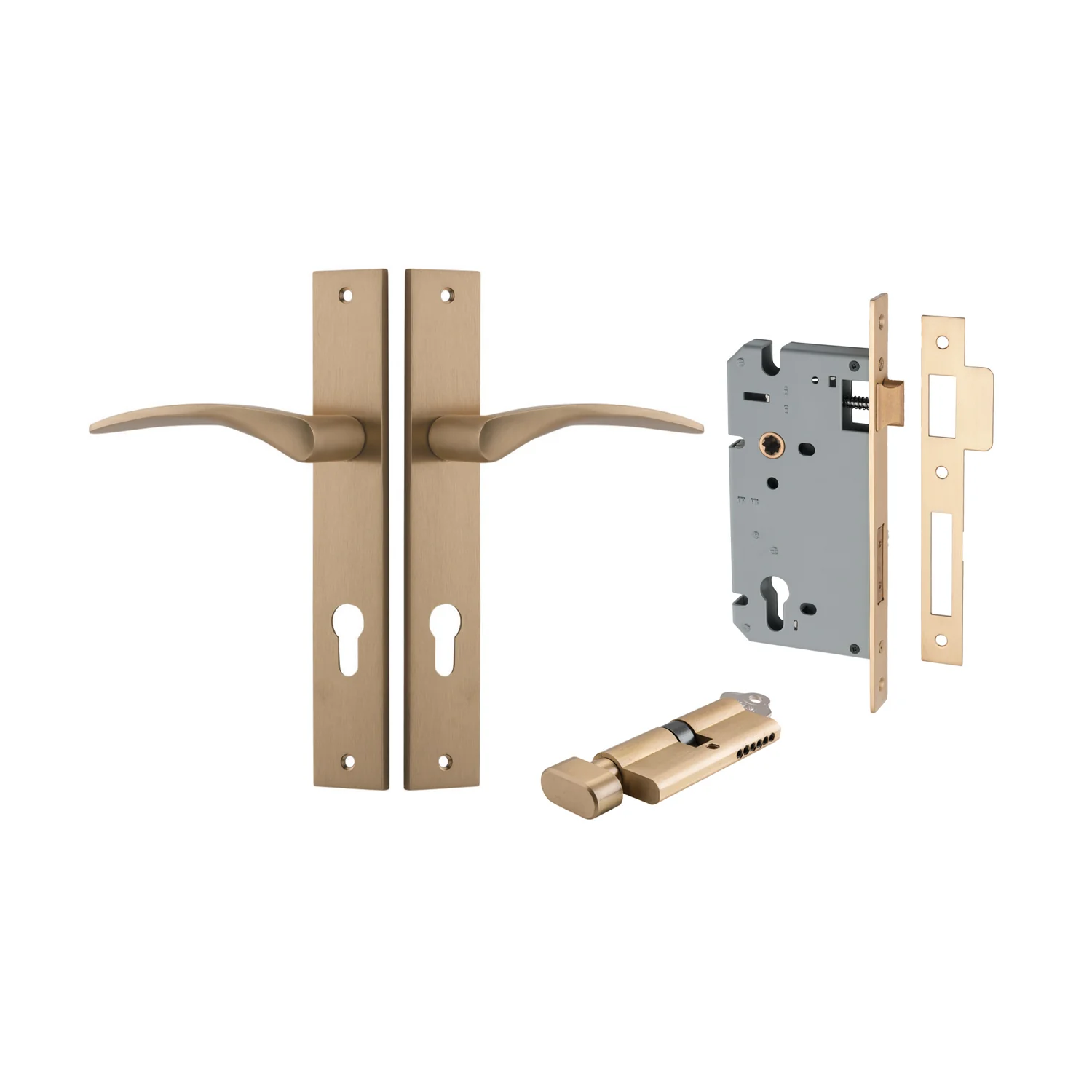 Iver Oxford Door Lever Handle on Rectangular Backplate Entrance Kit Key/Thumb - Image 6