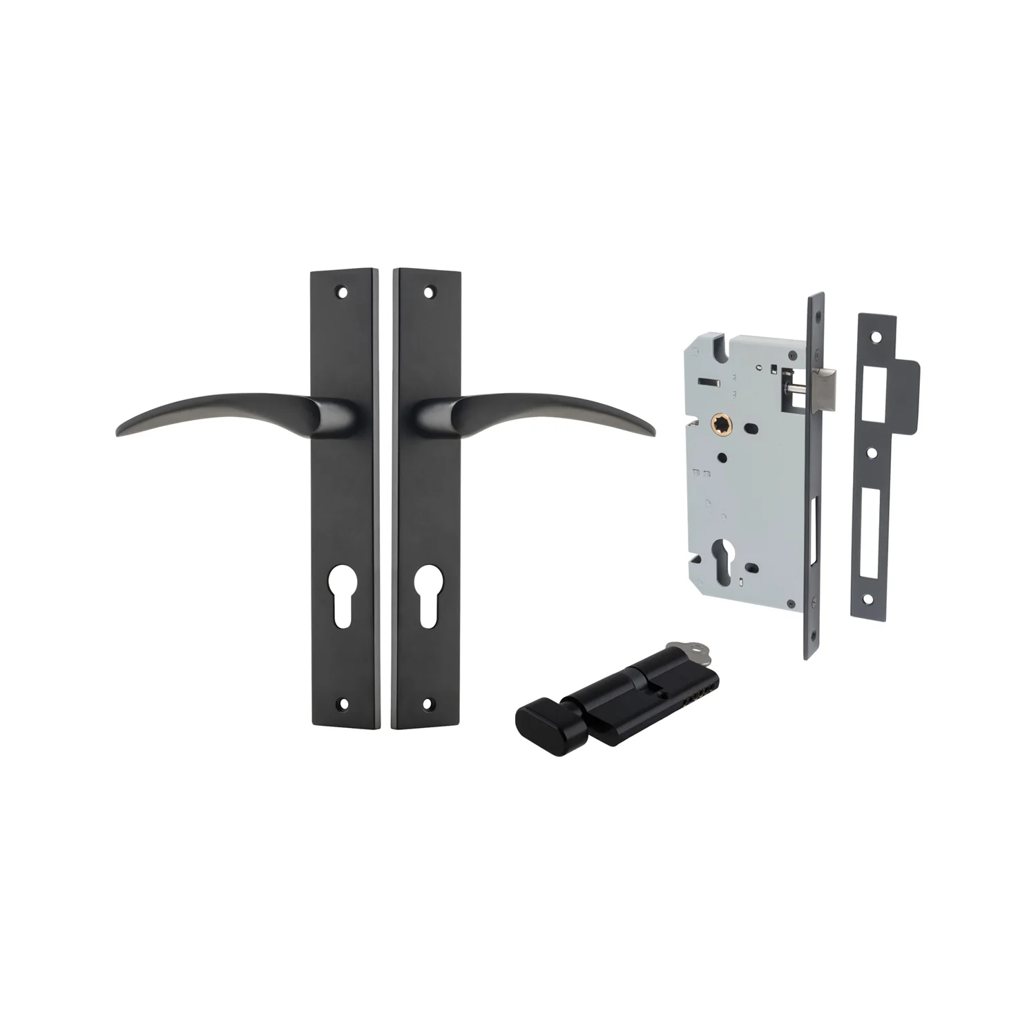Iver Oxford Door Lever Handle on Rectangular Backplate Entrance Kit Key/Thumb - Image 7