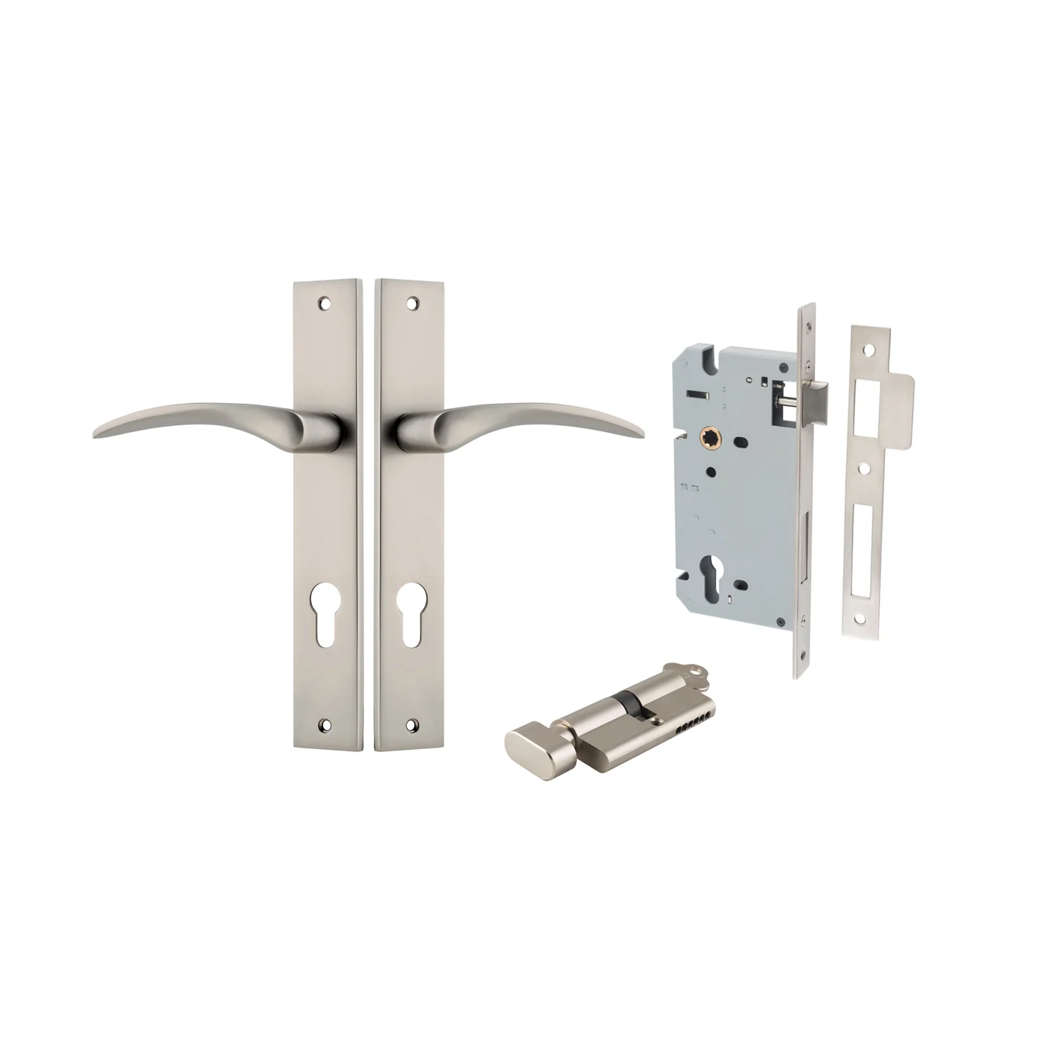Iver Oxford Door Lever Handle on Rectangular Backplate Entrance Kit Key/Thumb - Image 8