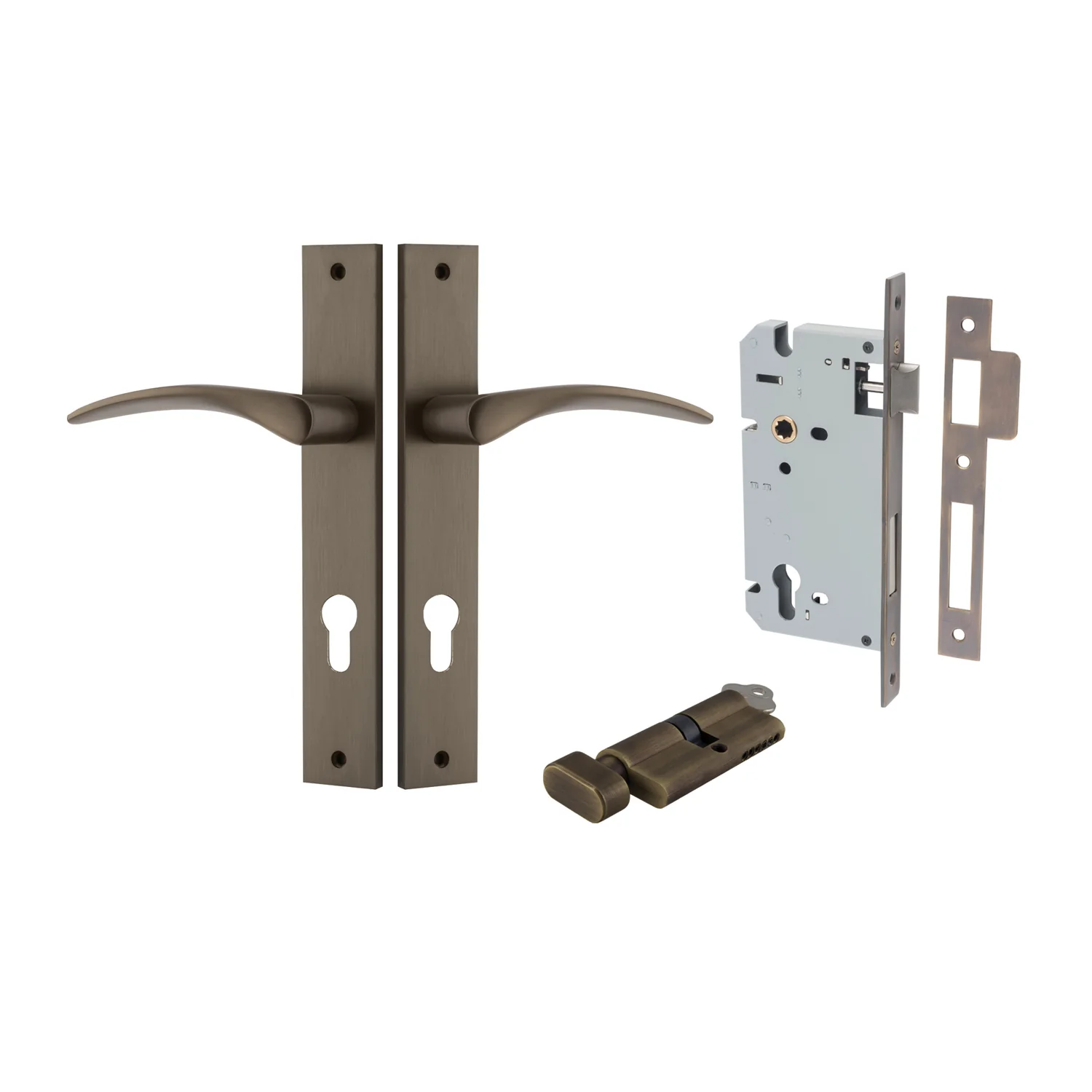 Iver Oxford Door Lever Handle on Rectangular Backplate Entrance Kit Key/Thumb - Image 9