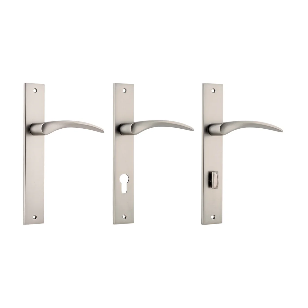 Iver Oxford Door Lever Handle on Rectangular Backplate Satin Nickel
