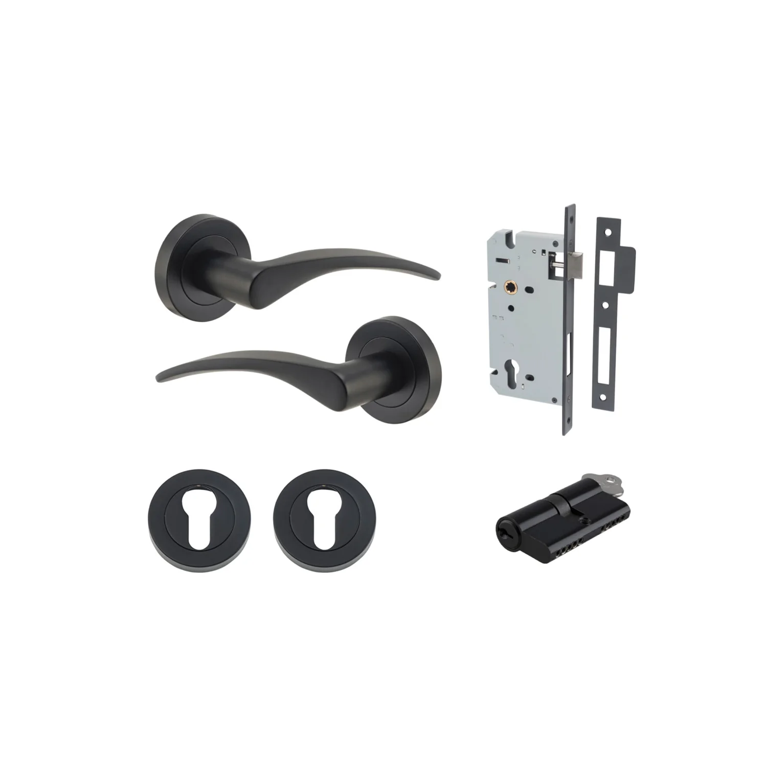 Iver Oxford Door Lever Handle on Round Rose Entrance Kit Key/Key - Available in Various Finishes - Image 7