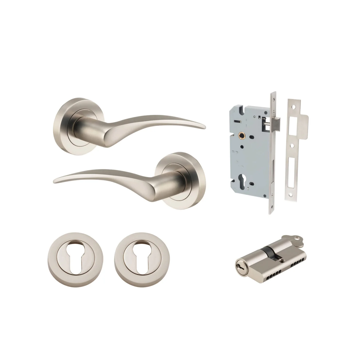 Iver Oxford Door Lever Handle on Round Rose Entrance Kit Key/Key - Available in Various Finishes - Image 8