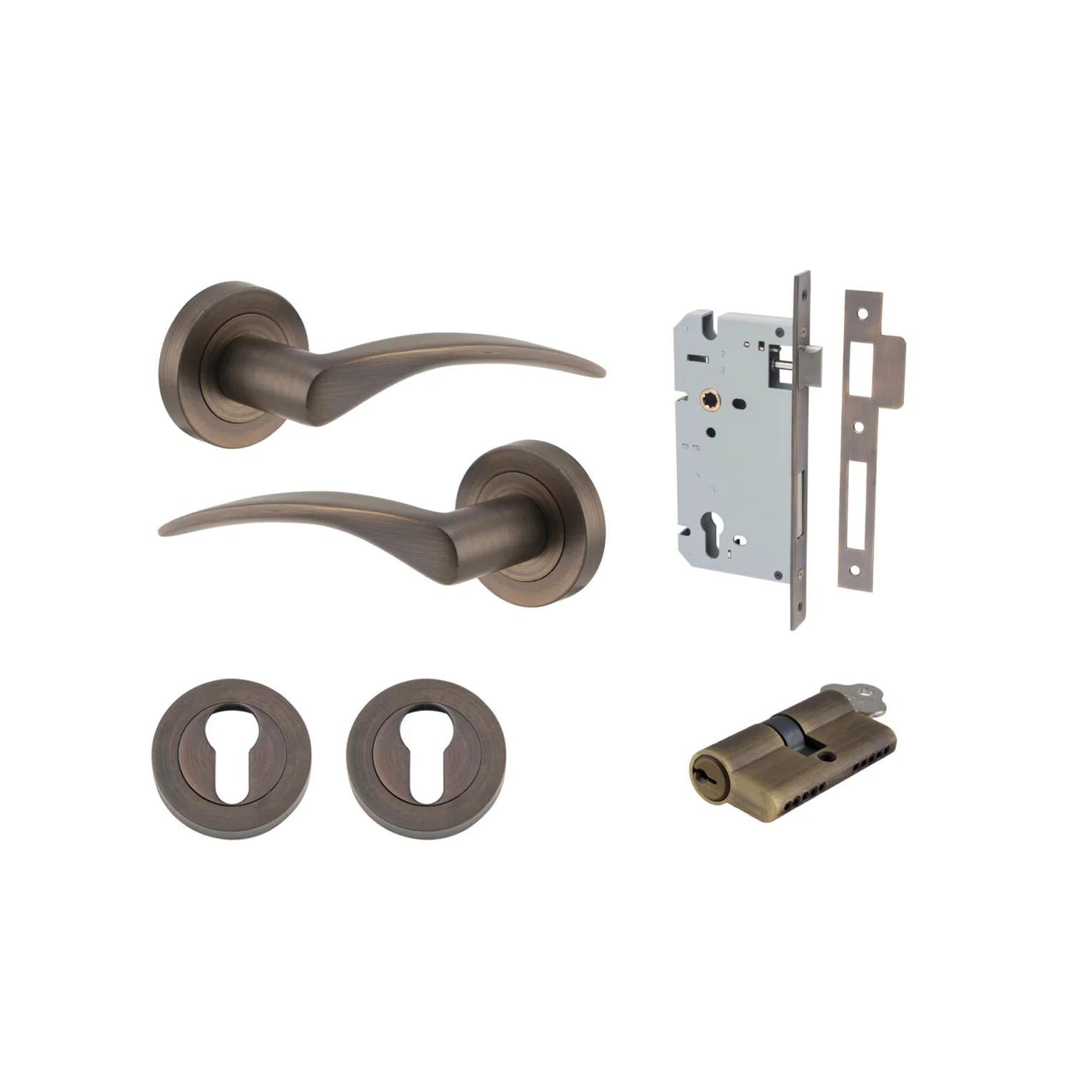 Iver Oxford Door Lever Handle on Round Rose Entrance Kit Key/Key - Available in Various Finishes - Image 9