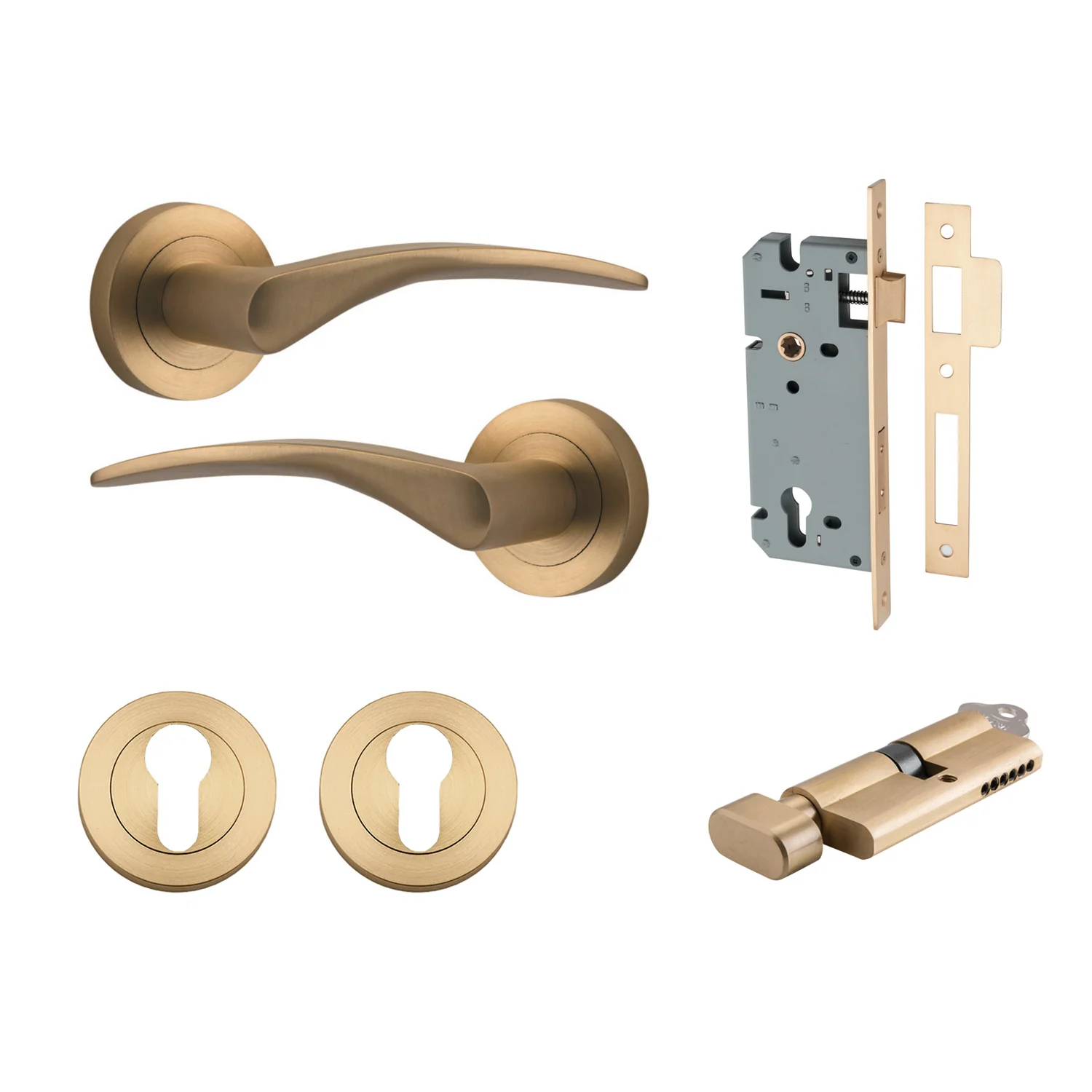 Iver Oxford Door Lever Handle on Round Rose Entrance Kit Key/Thumb - Available in Various Finishes - Image 7