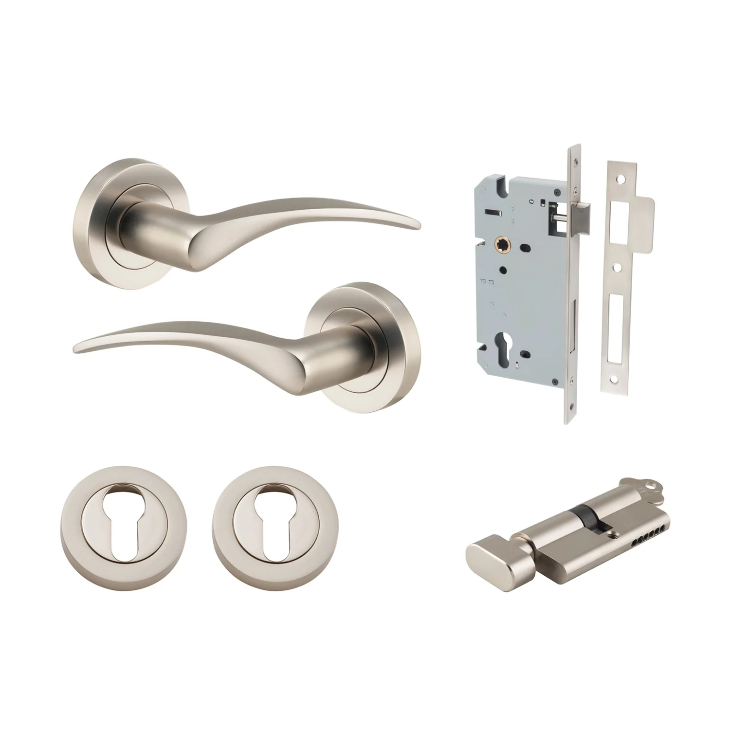 Iver Oxford Door Lever Handle on Round Rose Entrance Kit Key/Thumb - Available in Various Finishes - Image 9