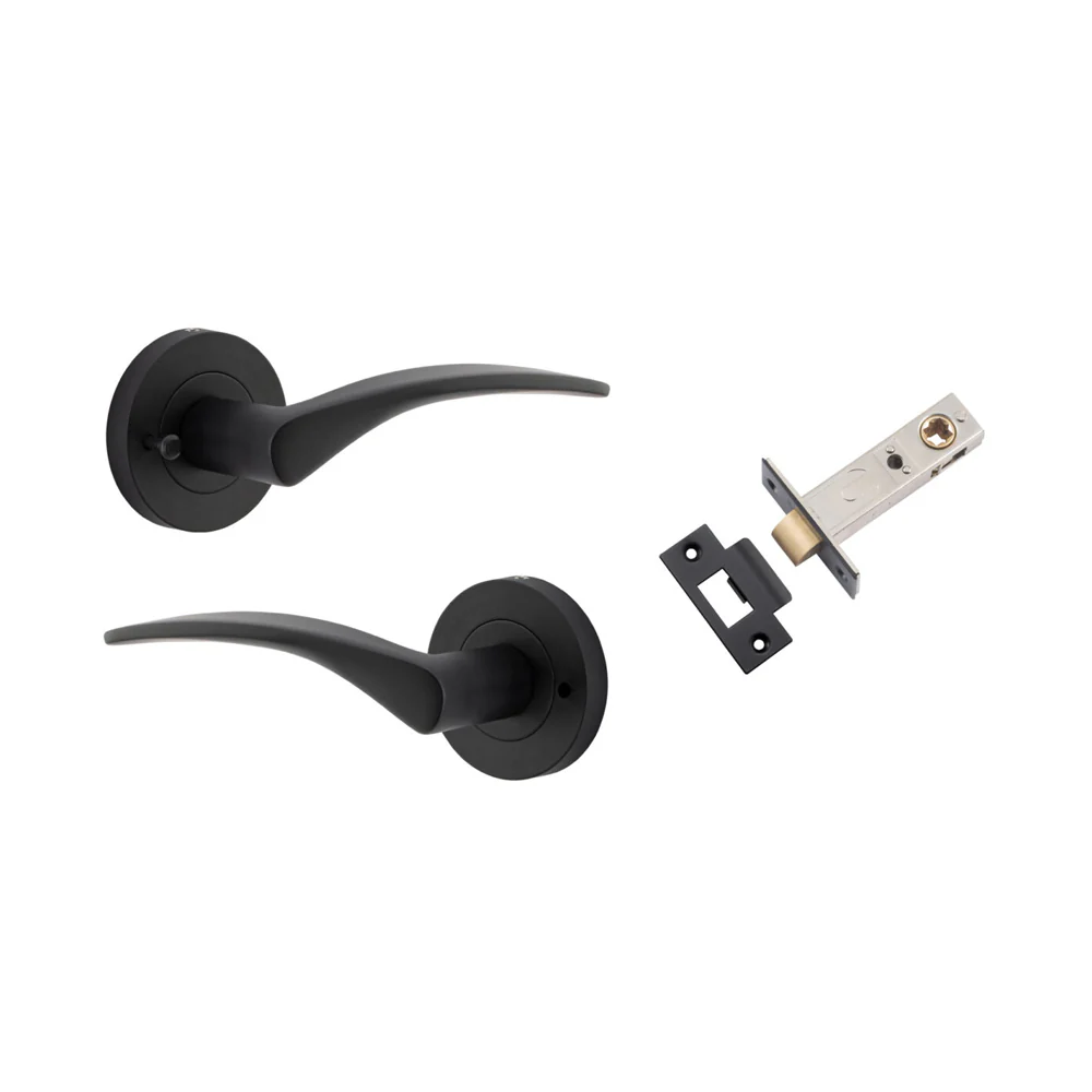 Iver Oxford Door Lever Handle on Round Rose Inbuilt Privacy - Image 3