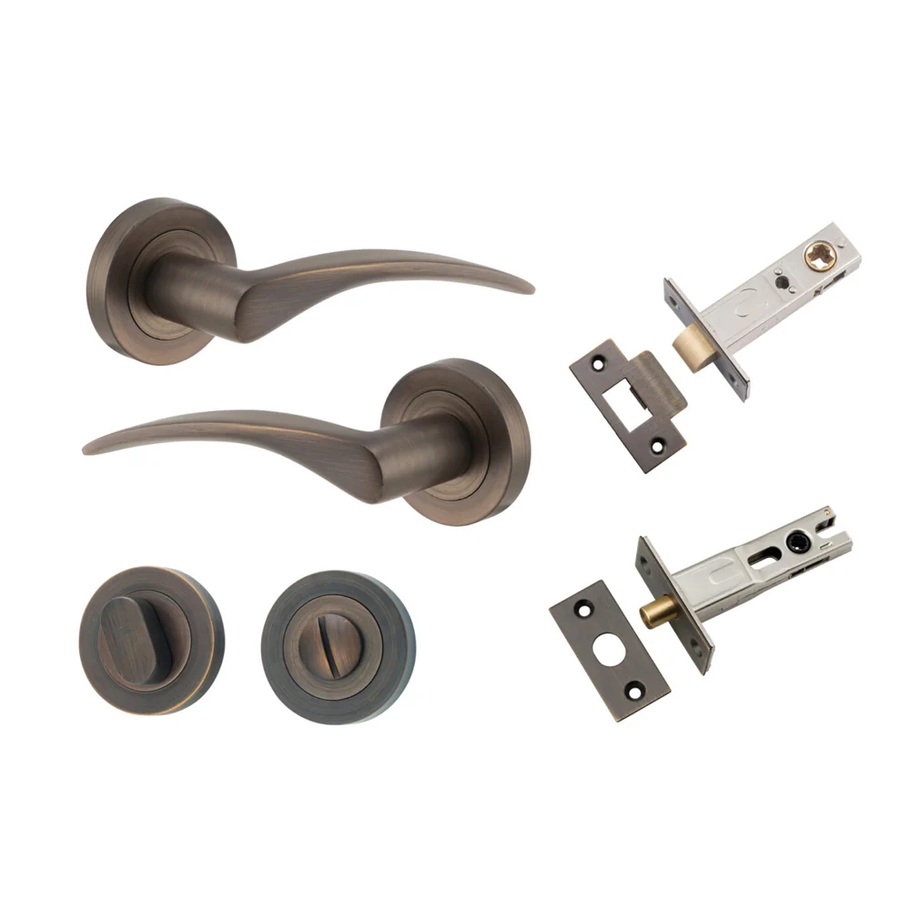 Iver Oxford Door Lever Handle on Round Rose Privacy Kit - Available in Various Finishes - Image 10