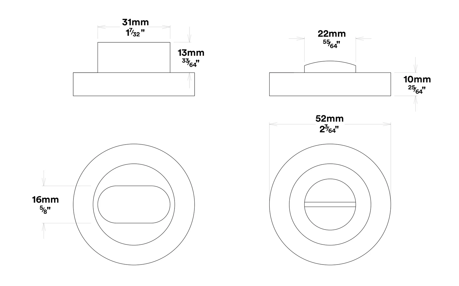 Iver Oxford Door Lever Handle on Round Rose Privacy Kit - Available in Various Finishes - Image 4