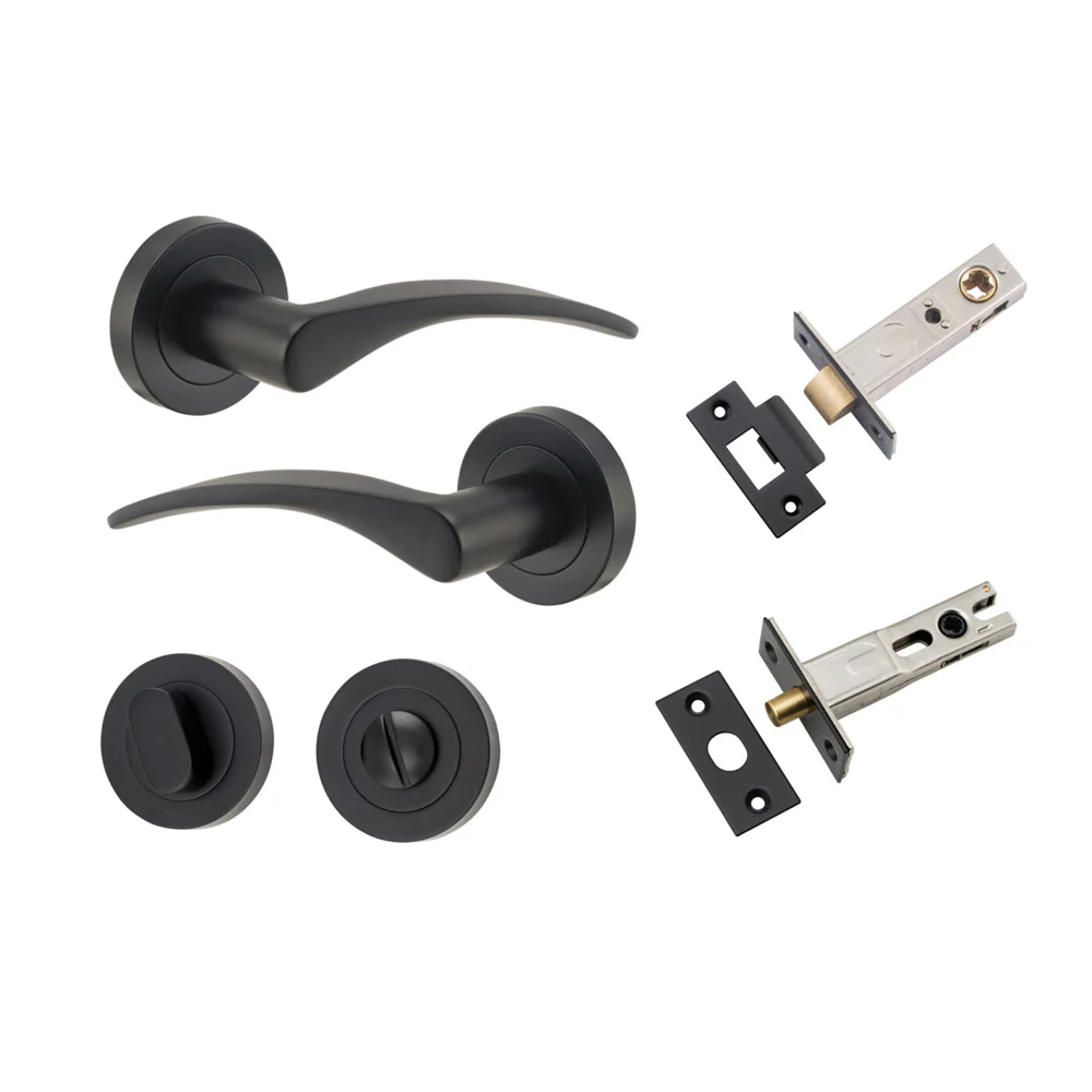 Iver Oxford Door Lever Handle on Round Rose Privacy Kit - Available in Various Finishes - Image 8