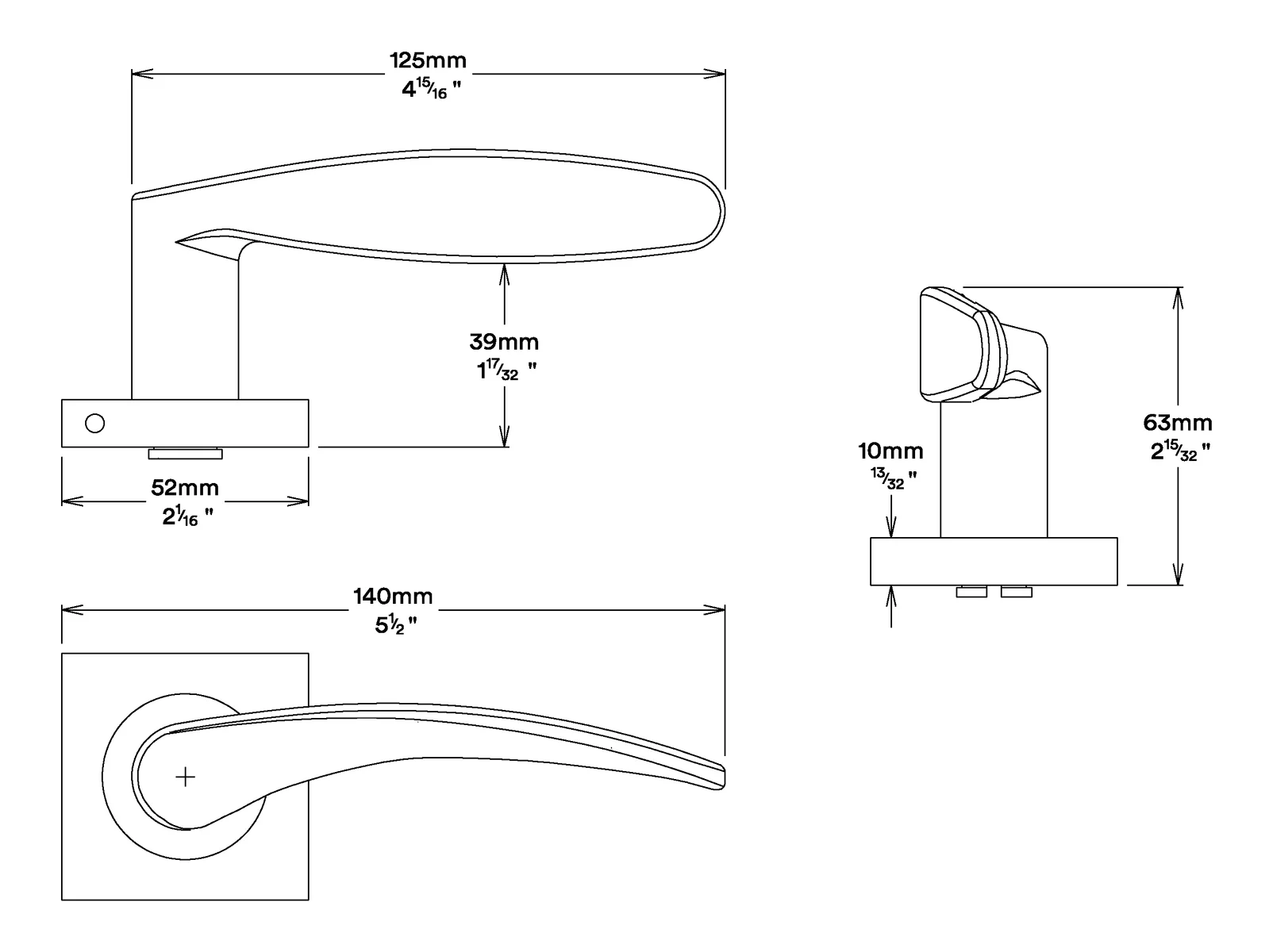 Iver Oxford Door Lever Handle on Square Rose - Image 2