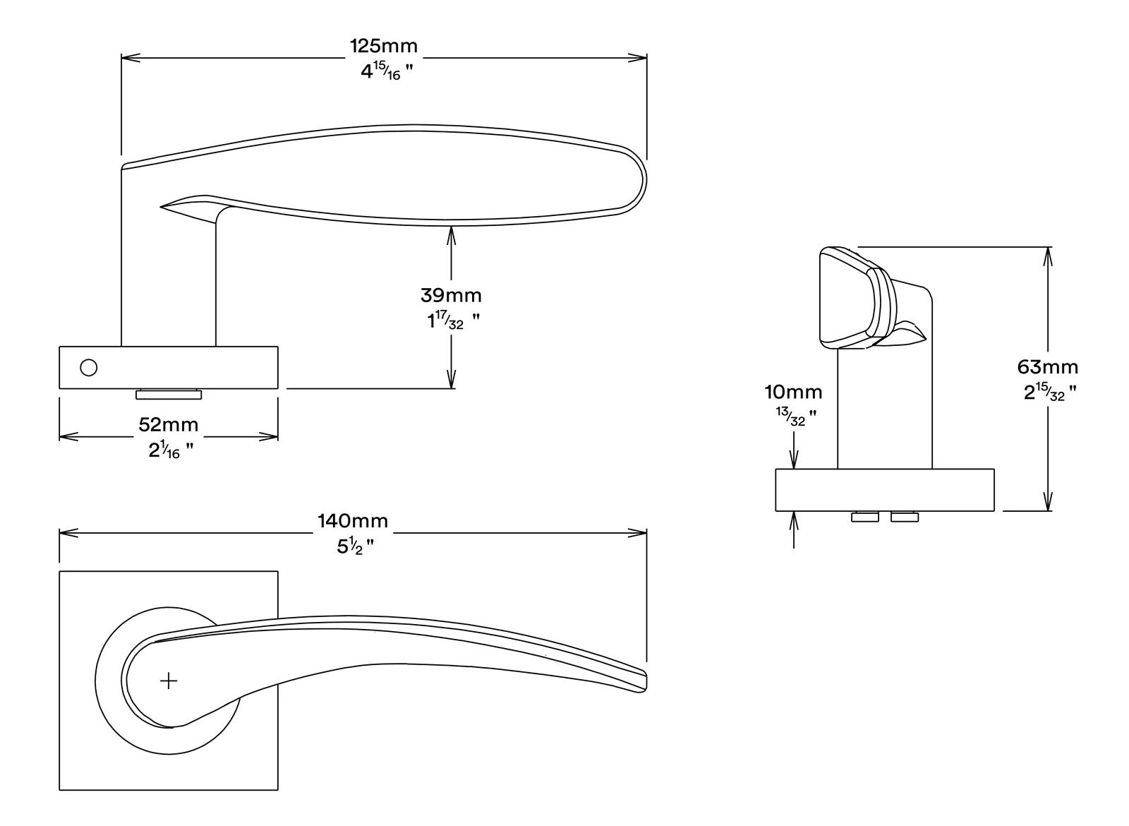 Iver Oxford Door Lever Handle on Square Rose Passage Kit - Available in Various Finishes - Image 3