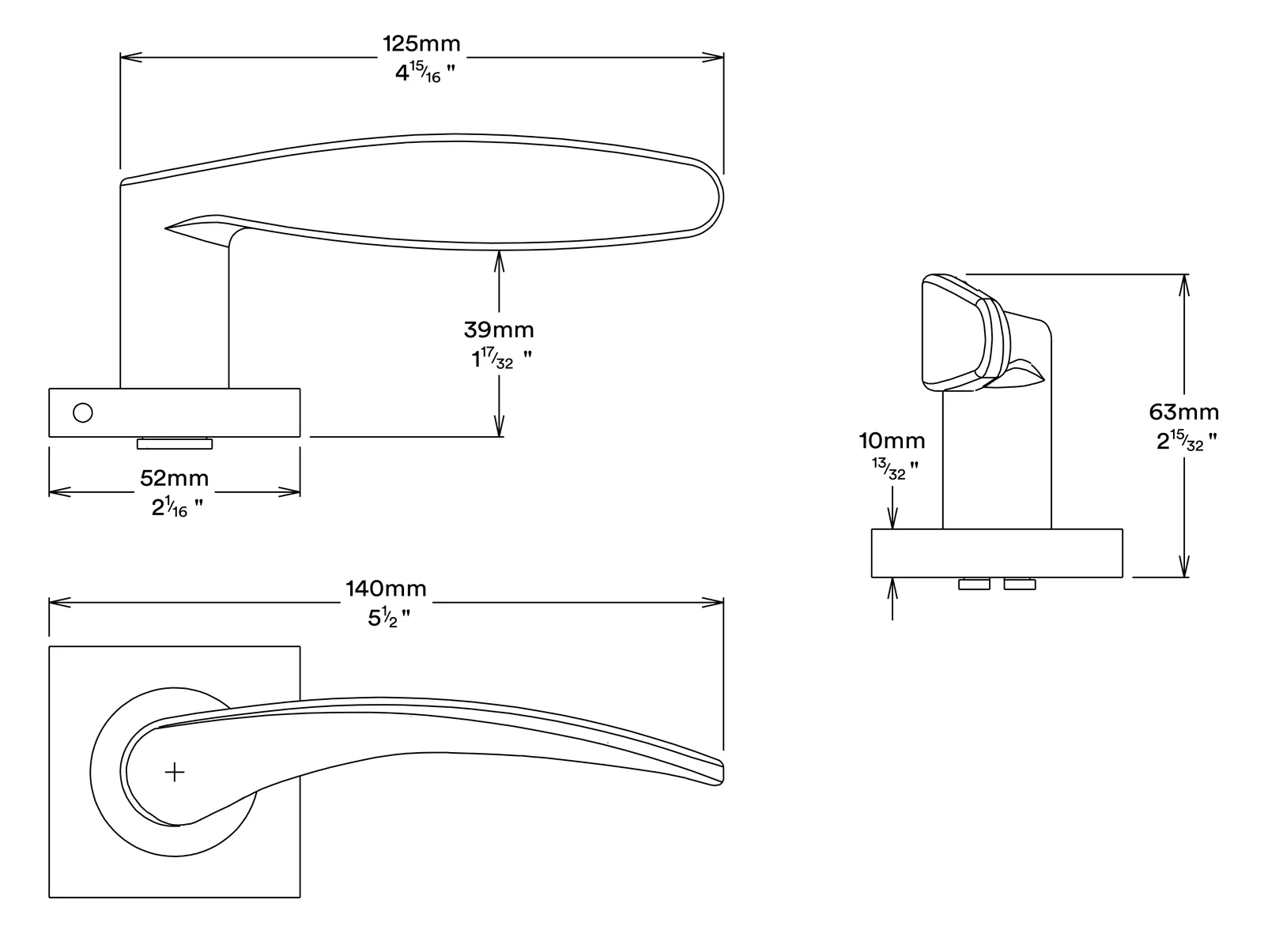 Iver Oxford Door Lever Handle on Square Rose Privacy Kit - Available in Various Finishes - Image 3