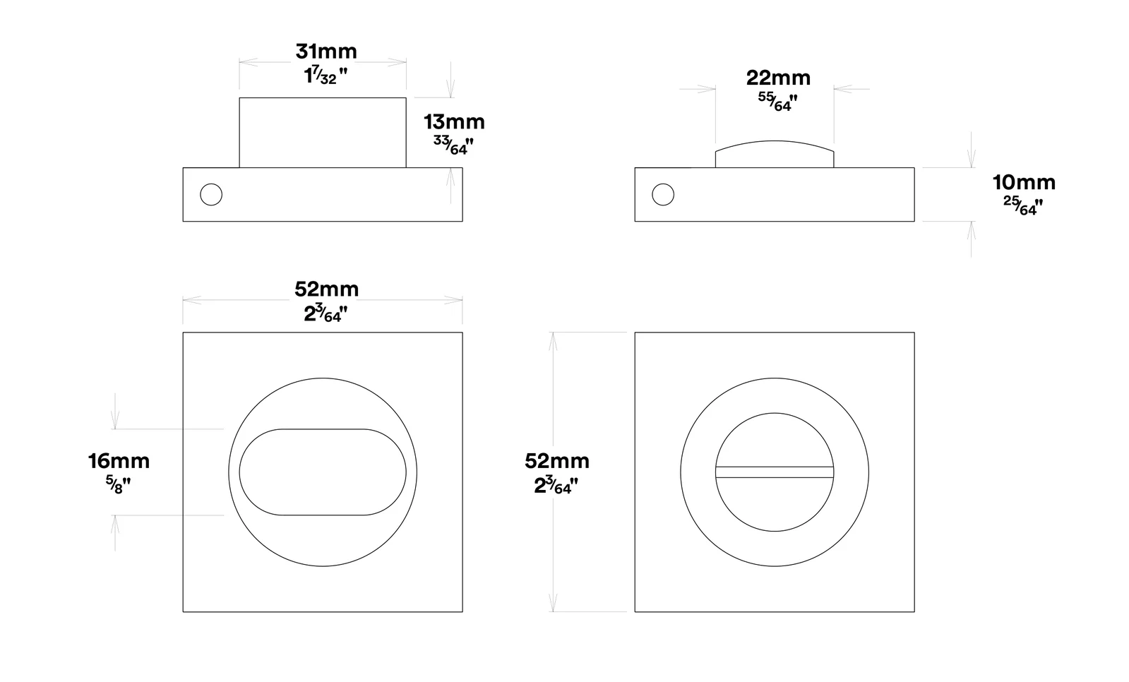 Iver Oxford Door Lever Handle on Square Rose Privacy Kit - Available in Various Finishes - Image 4