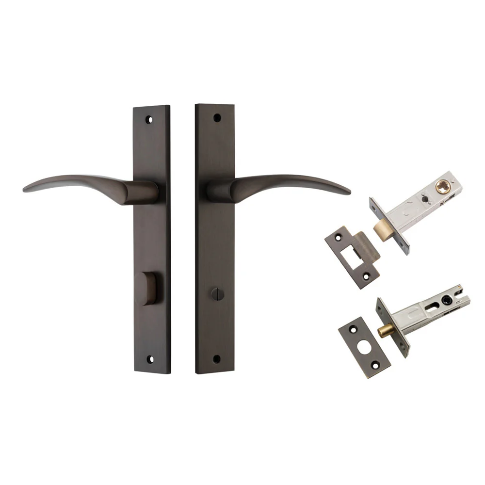 Iver Oxford Door Lever on Rectangular Backplate Privacy Kit with Turn - Image 9