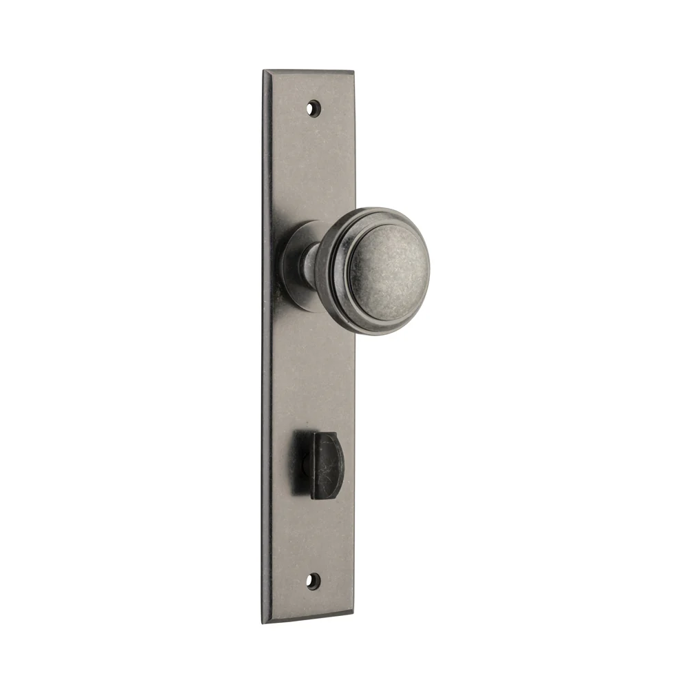 Iver Paddington Door Knob on Chamfered Backplate Distressed Nickel - Image 6
