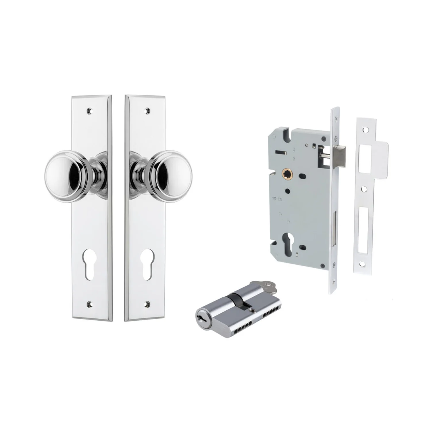 Iver Paddington Door Knob on Chamfered Backplate Entrance Kit Key/Key - Image 7