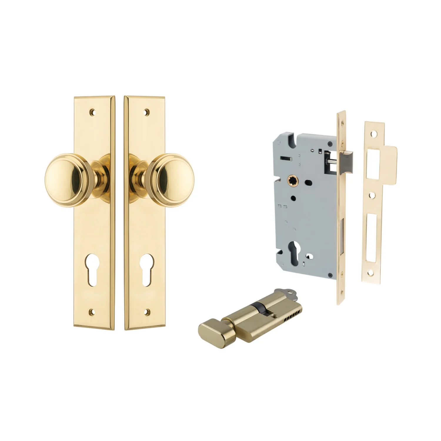 Iver Paddington Door Knob on Chamfered Backplate Entrance Kit Key/Thumb - Image 5