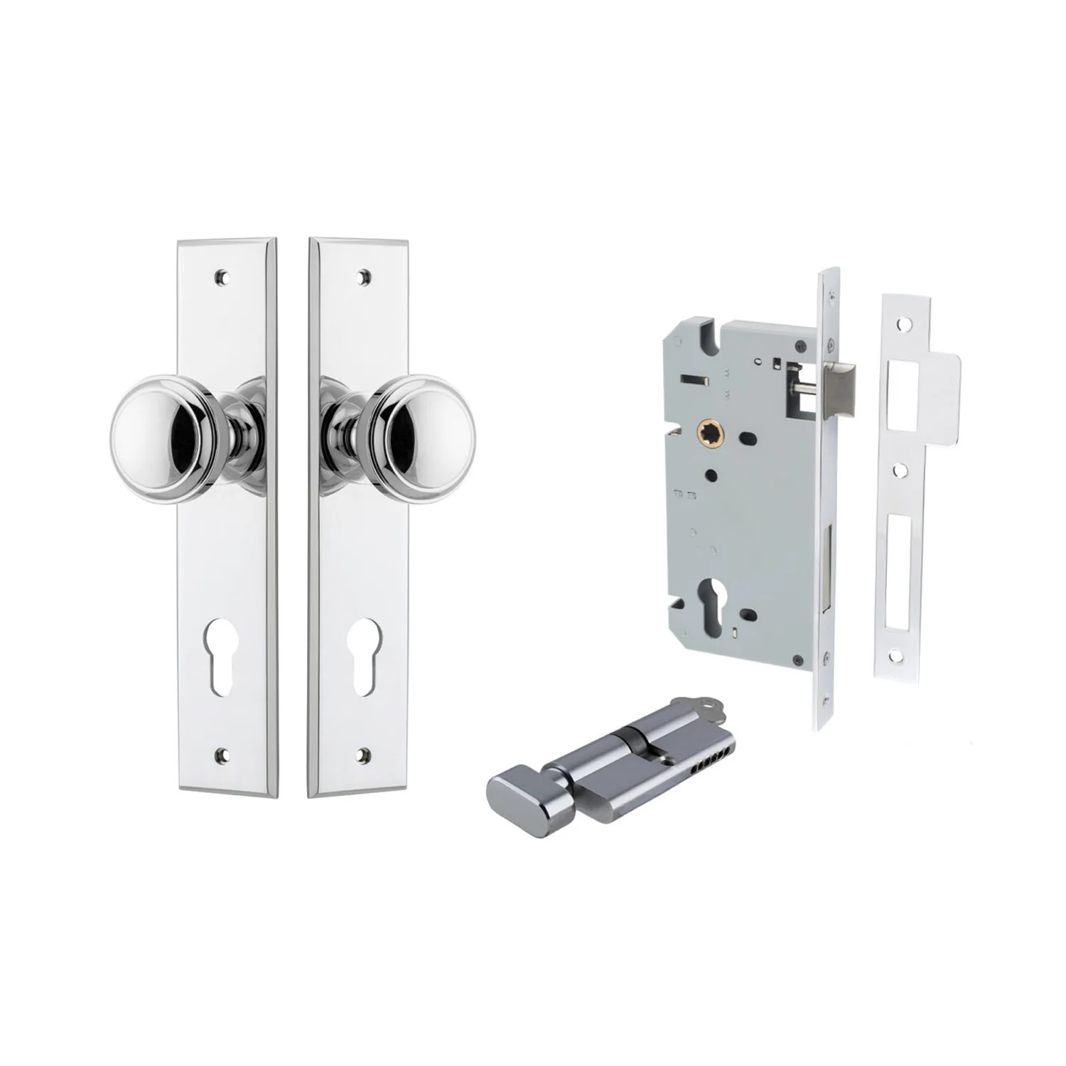 Iver Paddington Door Knob on Chamfered Backplate Entrance Kit Key/Thumb - Image 7