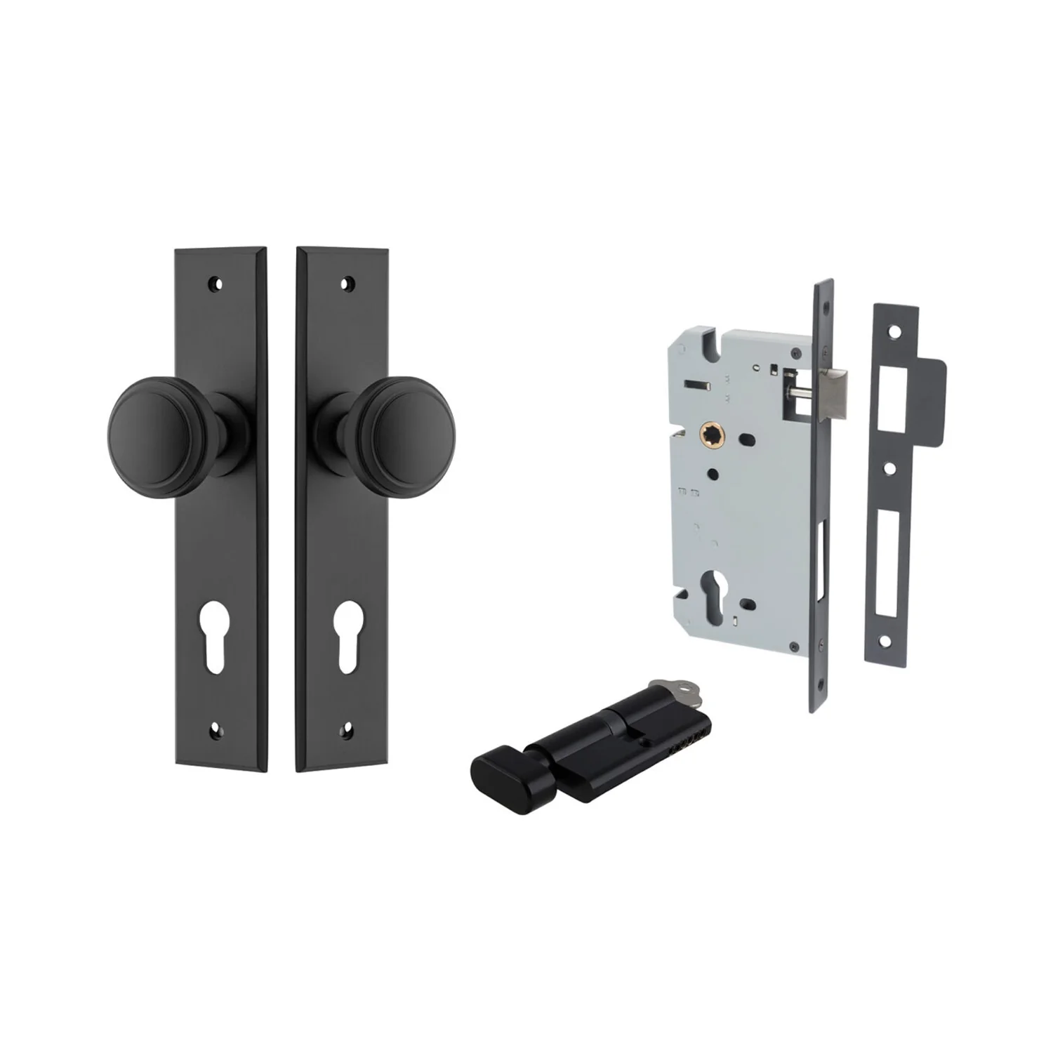 Iver Paddington Door Knob on Chamfered Backplate Entrance Kit Key/Thumb - Image 9