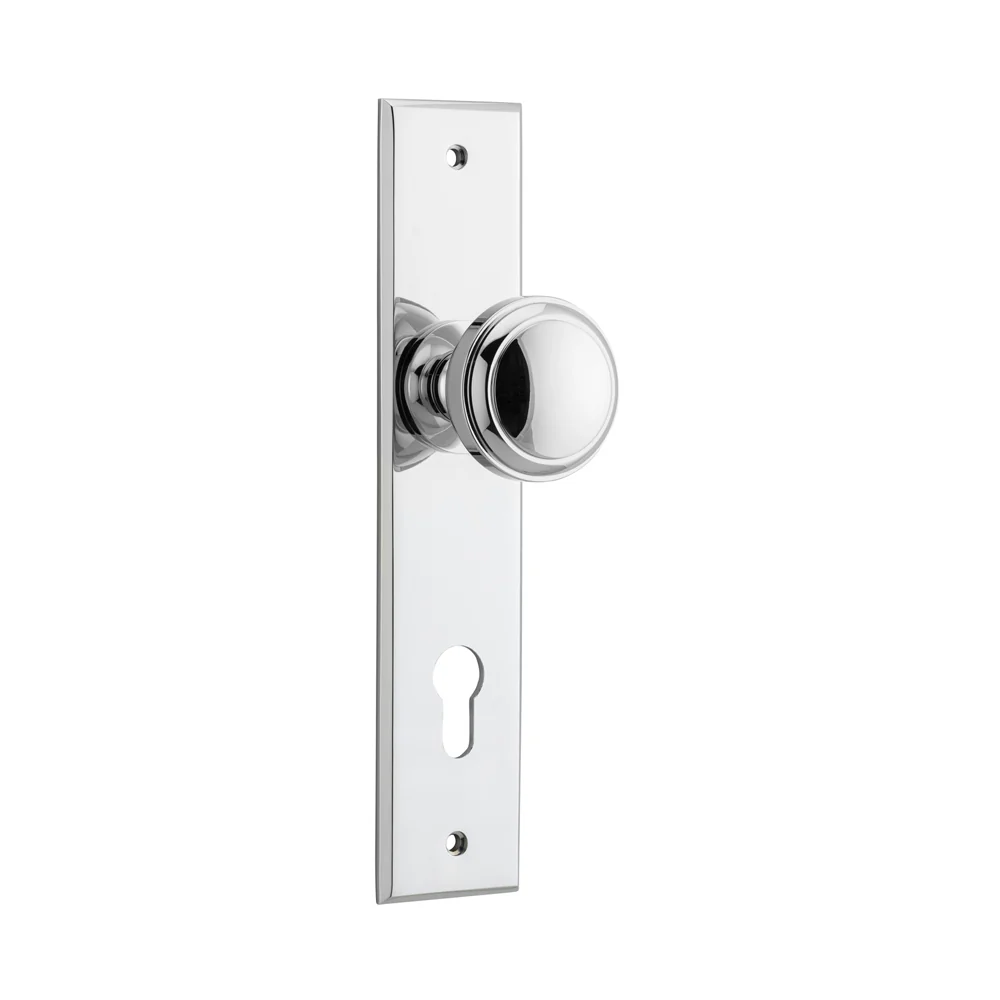 Iver Paddington Door Knob on Chamfered Backplate Polished Chrome - Image 3
