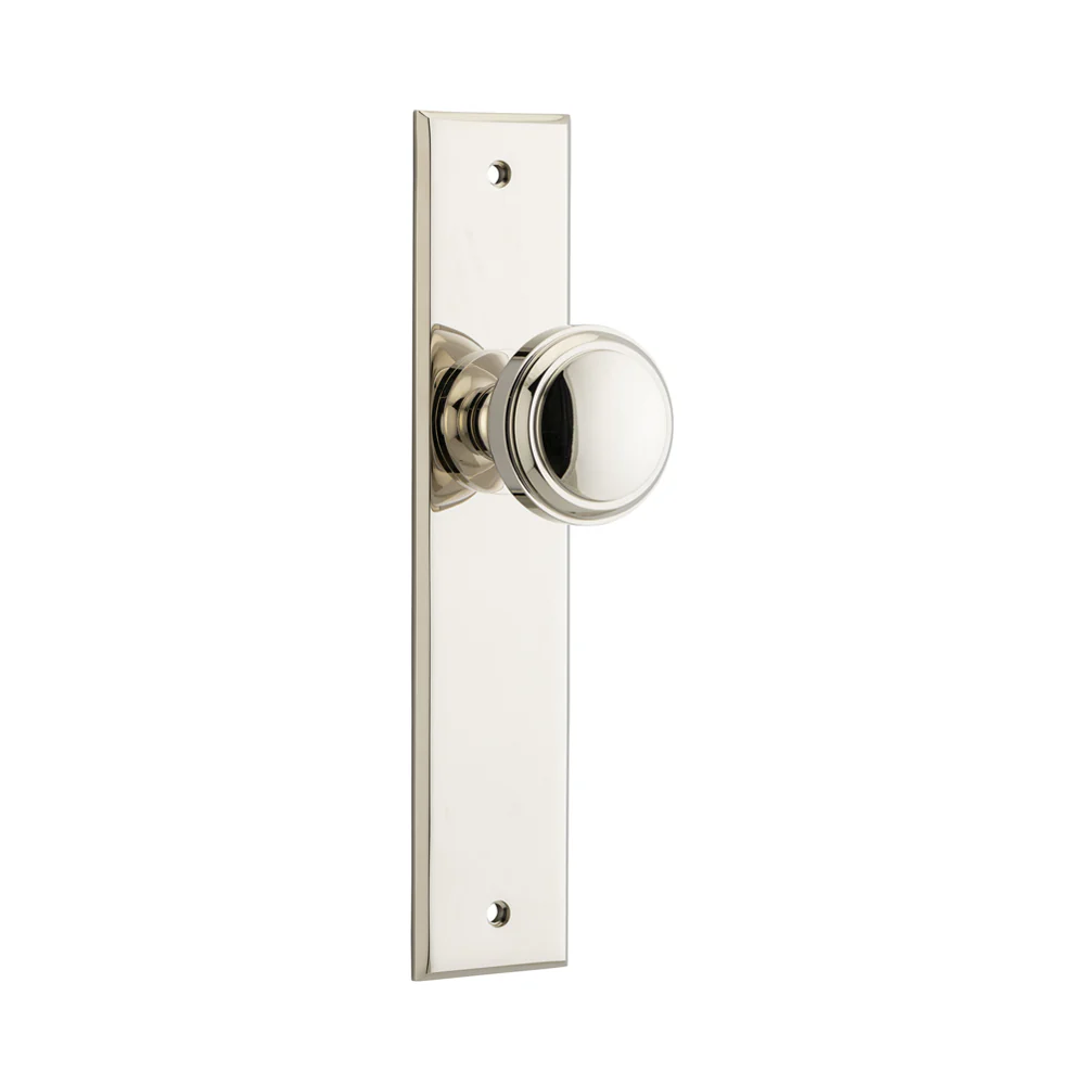 Iver Paddington Door Knob on Chamfered Backplate Polished Nickel - Image 4