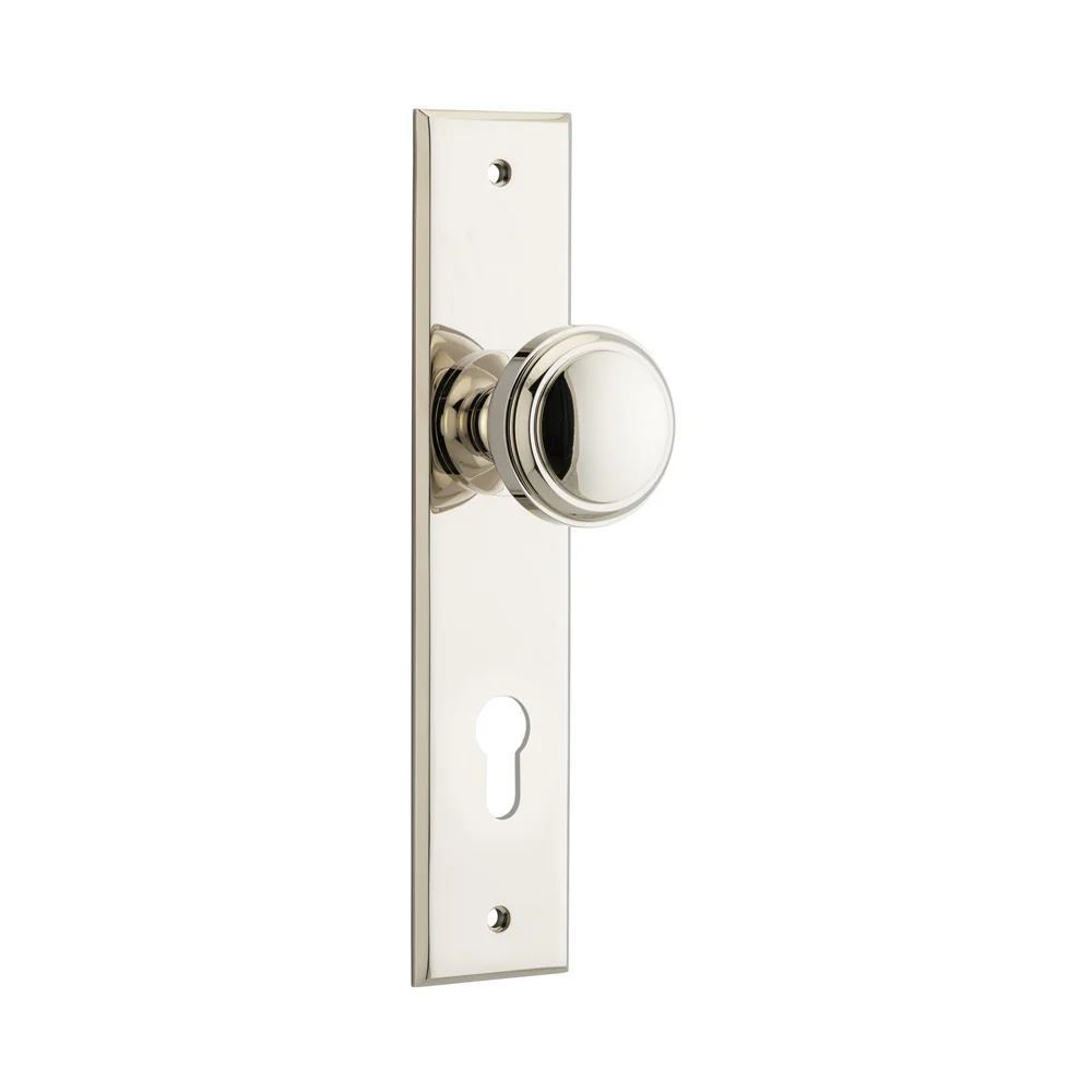 Iver Paddington Door Knob on Chamfered Backplate Polished Nickel - Image 5