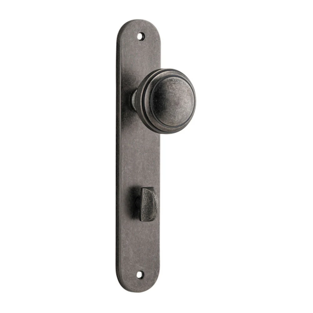 Iver Paddington Door Knob on Oval Backplate Distressed Nickel - Image 4
